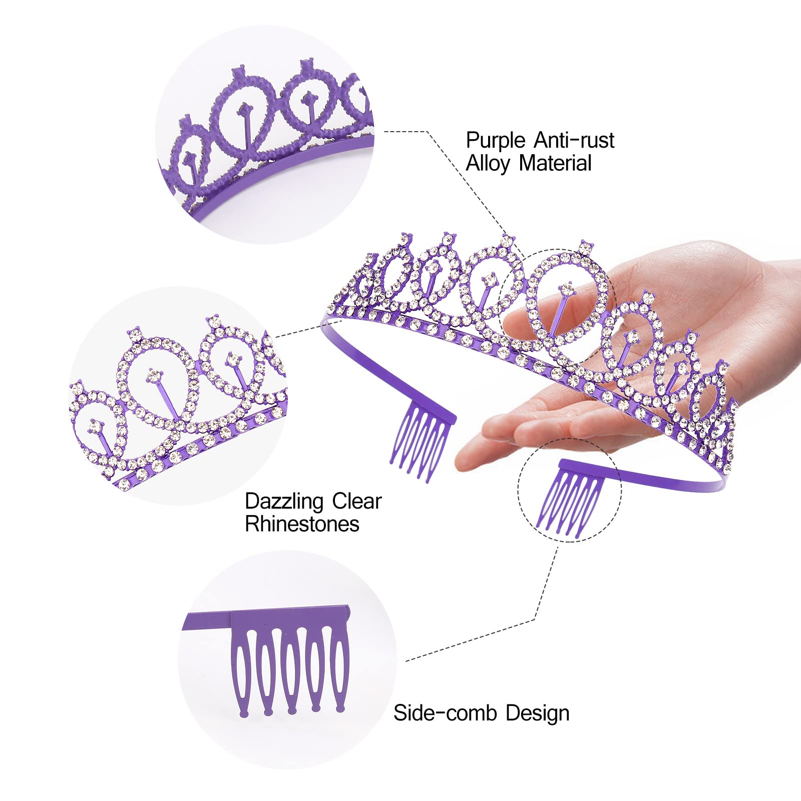 CIEHER Purple Birthday Decorations Set - Queen Crown & Sash Kit for Women & Girls, Purple Tiara & Birthday Sash, 16th 18th 30th 40th 50th 70th Birthday Party Supplies - Perfect for Birthday Celebrations, Bachelorette Parties & Special Occasions