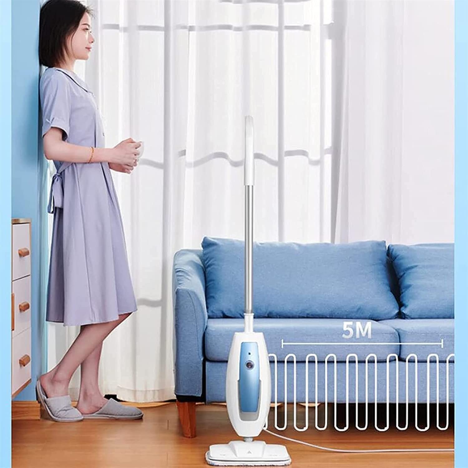 **Professional Steam Mop for Hardwood Floors & Tile - 16Ft Cord, 300ml Tank | Deep Cleaning for Grout, Carpets & More | Perfect for Homes & Offices**