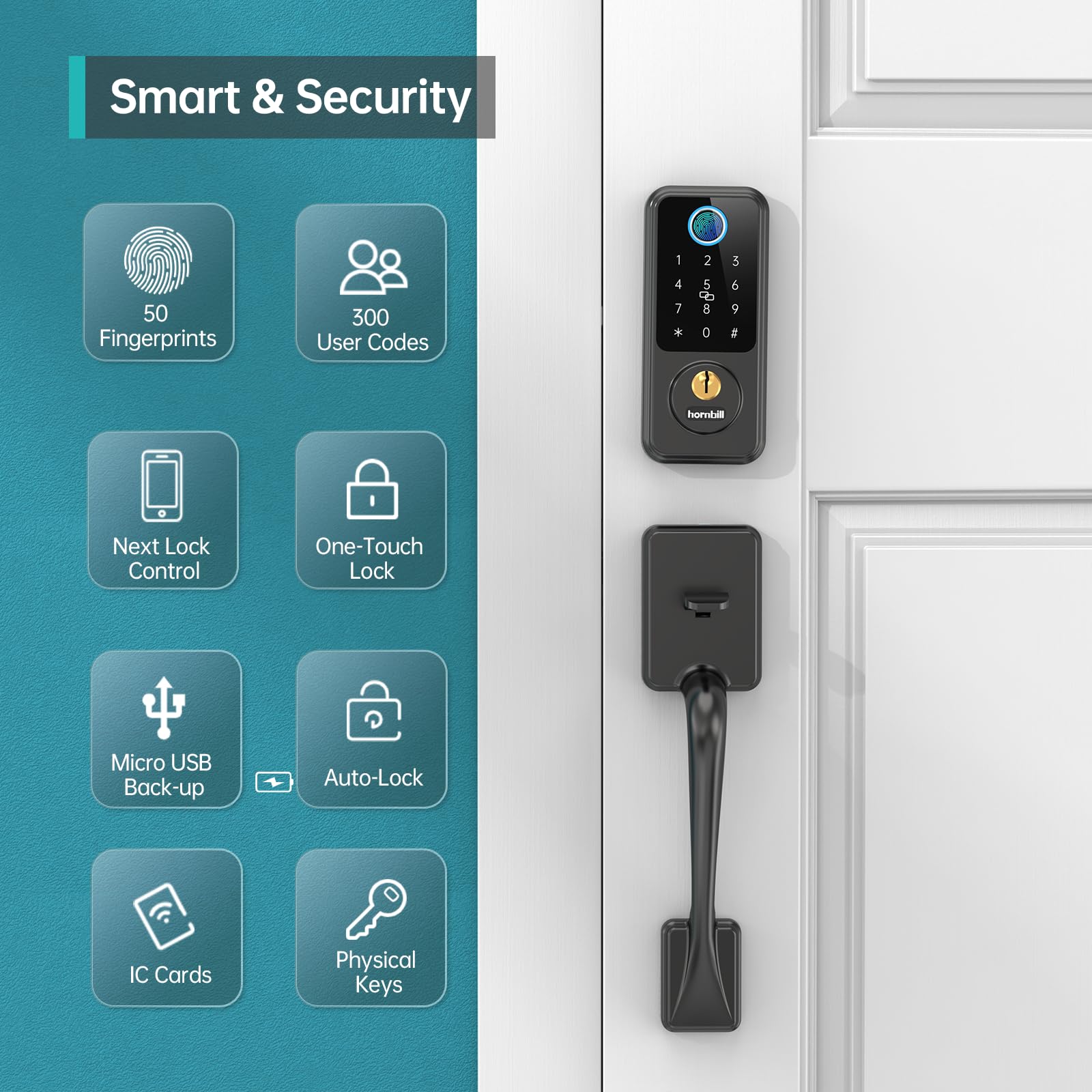 WiFi Smart Door Lock with Alexa & Google Home Compatibility - Keyless Entry Fingerprint Deadbolt - Remote Lock/Unlock via App - Bluetooth Smart Lock with Auto Lock & IC Card Access - Perfect for Home, Office & Vacation Rentals