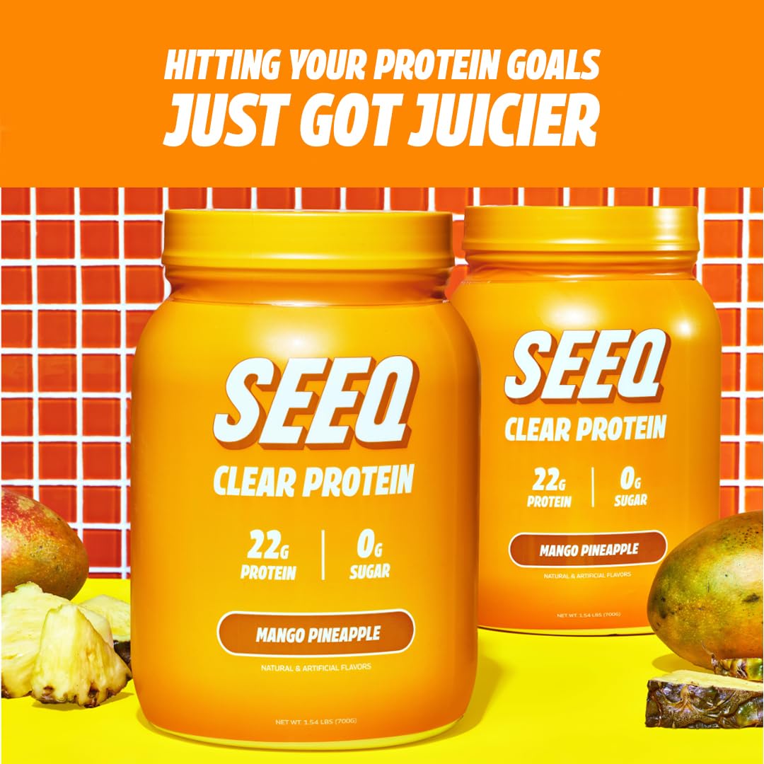 SEEQ Clear Whey Isolate Protein Powder - Mango Pineapple Flavor, 25 Servings, 22g Protein, 0g Lactose, Sugar-Free, Keto-Friendly, Soy-Free - Juice-Like Taste for Post-Workout Recovery & Muscle Growth - Perfect for Gym, Fitness & Healthy Lifestyle