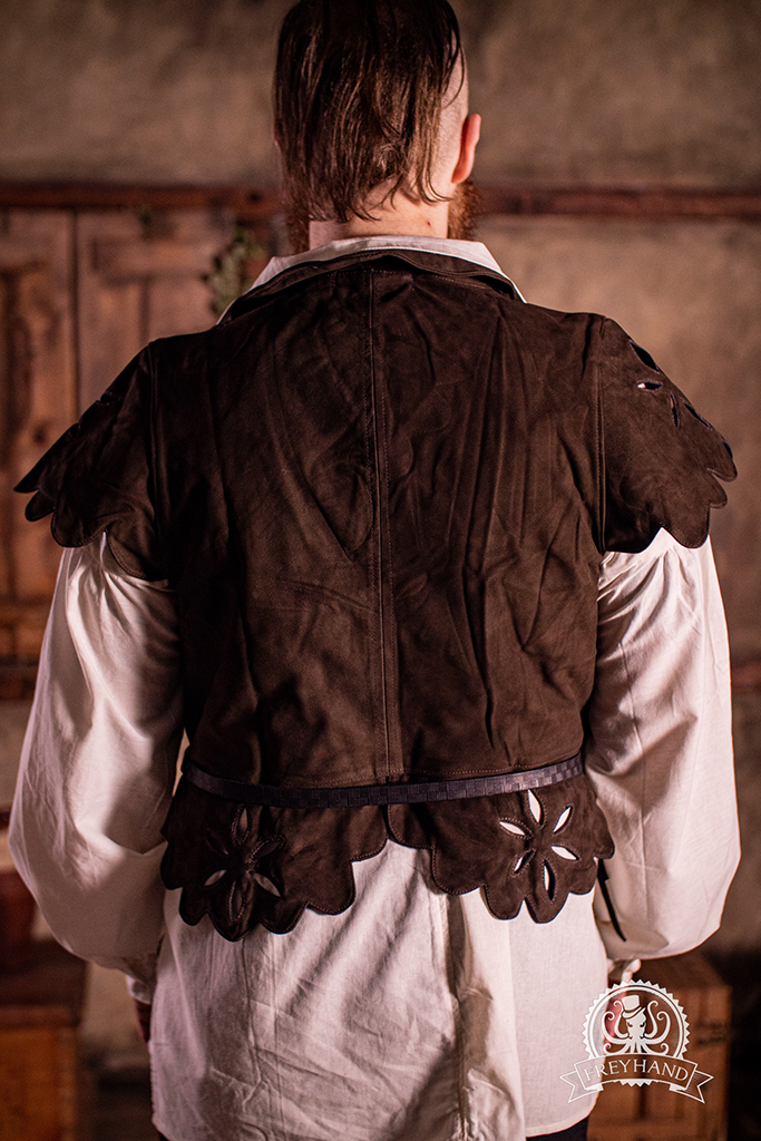 Landsknecht Suede Vest Imperialis - Renaissance Style Leather Waistcoat for Men - Perfect for LARP, Cosplay, and Historical Reenactments