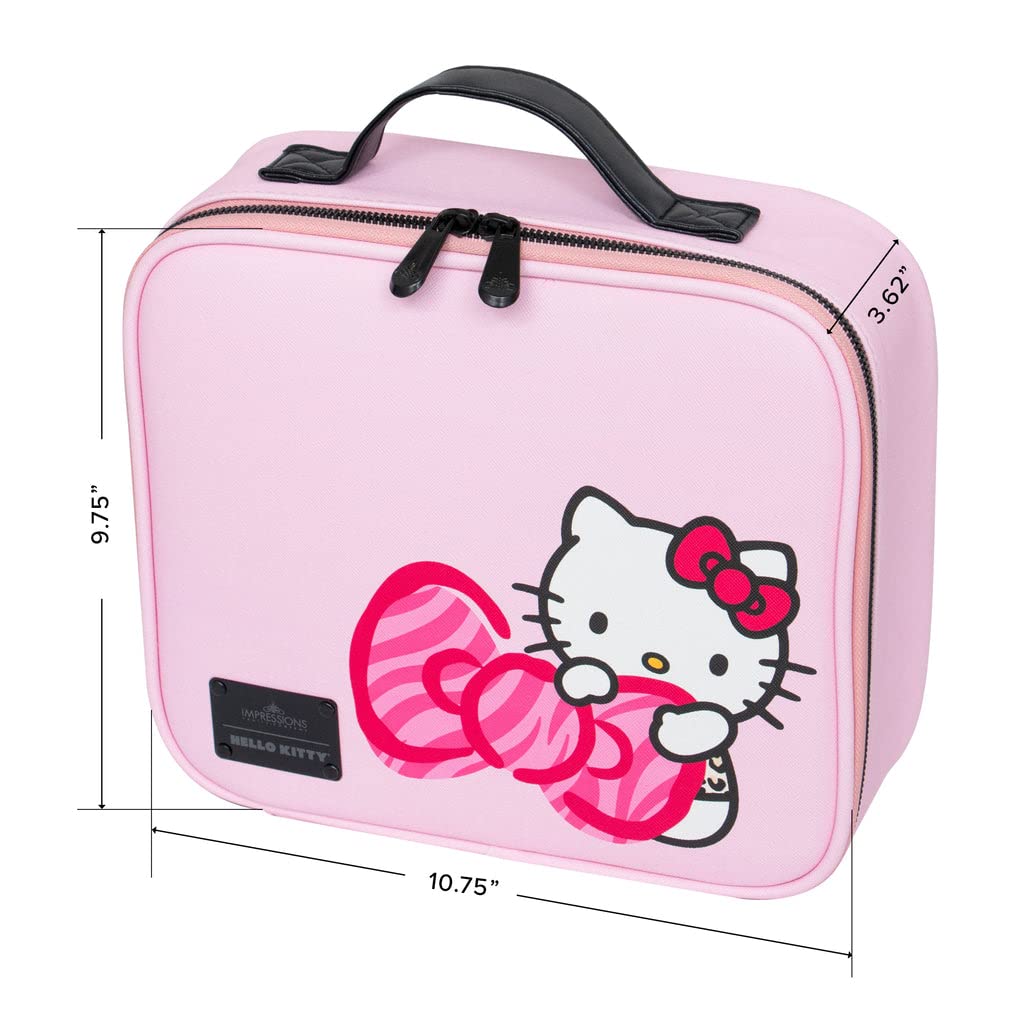 Hello Kitty Faux Leather Cosmetic Bag - Waterproof Travel Toiletry Organizer with Zippered Pockets | Large Makeup Case for Women & Teens | Perfect for Travel, Gym, and Daily Use (Pink Animal Print)