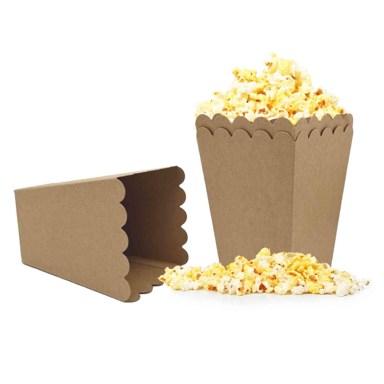 Eco-Friendly Kraft Paper Popcorn Boxes - 24 Pack Mini Cardboard Popcorn Containers for Movie Nights, Parties & Events | Biodegradable & Sustainable Snack Packaging