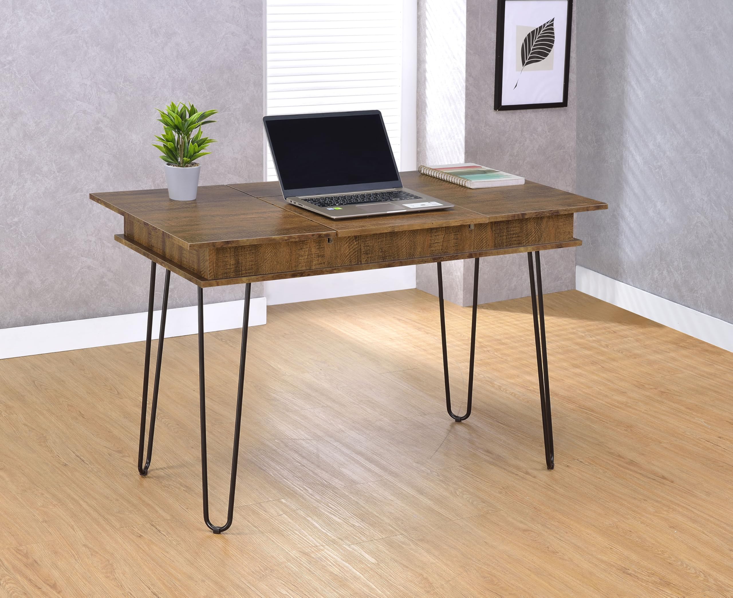 Coaster Furniture Sheeran 4-Drawer Writing Desk with Hidden Storage - Rustic Amber Finish - 47.25