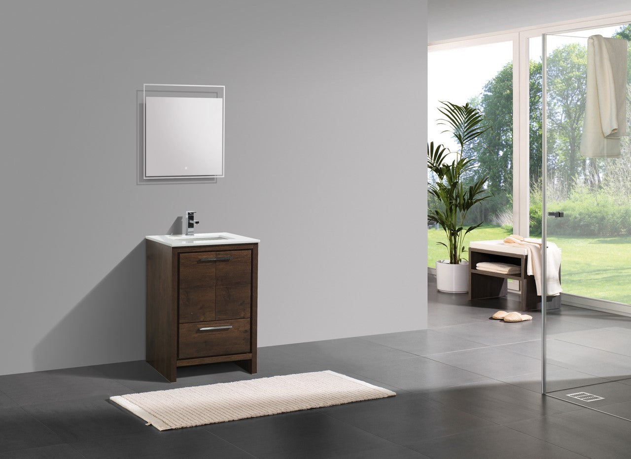 Modern Rosewood Bathroom Vanity with Quartz Countertop - Floor Standing Contemporary Vanity for Master Bath, Guest Bath & Powder Room