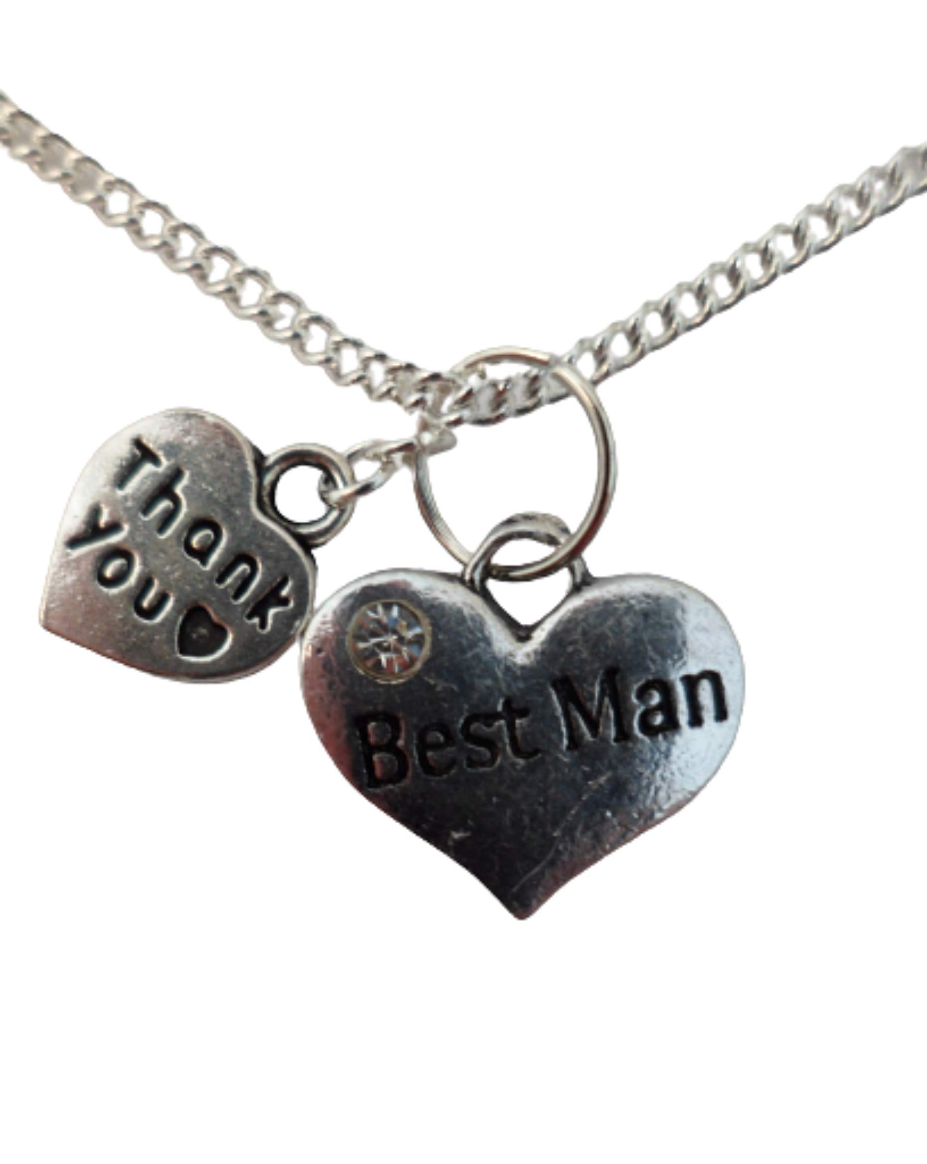 Silver Heart Charm Necklace - Best Man Gift for Weddings & Anniversaries