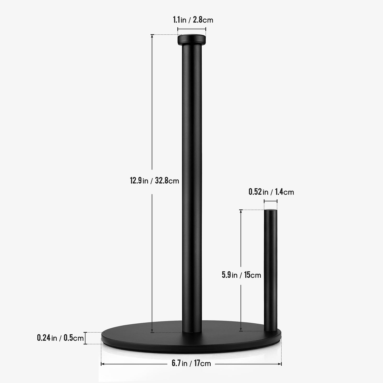 Heavy Duty Black Paper Towel Holder - Sturdy Countertop Paper Towel Roll Stand for Kitchen, Bathroom & Office | Perfect for Easy Access & Space Saving Organization