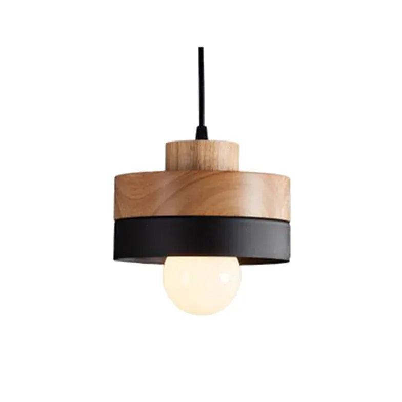 Modern Geometric Wooden Pendant Light for Kitchen Island - Farmhouse Style Hanging Light Fixture with Natural Wood Accents - Perfect for Dining Room, Breakfast Nook & Kitchen Counter Lighting