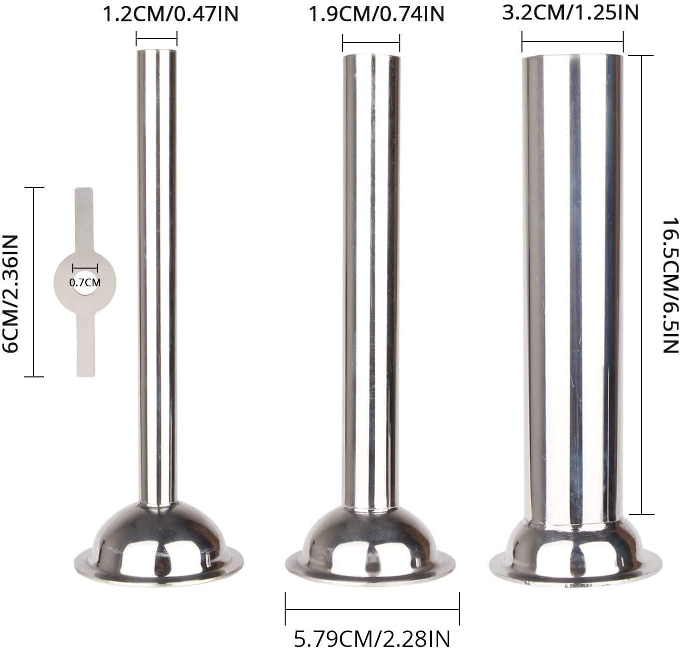 Stainless Steel Food Meat Grinder Attachment & Sausage Stuffer Tubes - Compatible with Size 5 Meat Grinders & Stand Mixers - Perfect for Home Kitchen, Butcher Shop & Commercial Use
