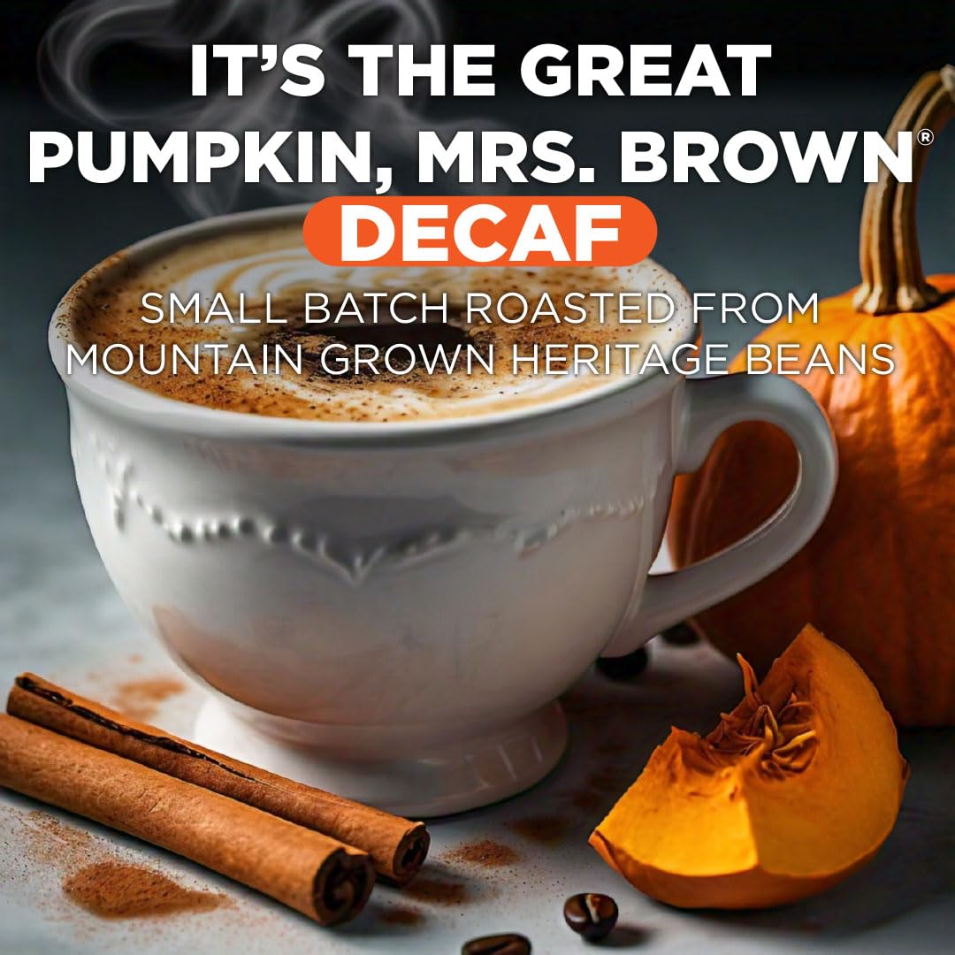 Decaf Pumpkin Spice Flavored Coffee Pods - 18 Count Medium Roast Arabica Coffee, Recyclable K-Cup Compatible with Keurig Brewers | Perfect for Fall Mornings & Cozy Evenings