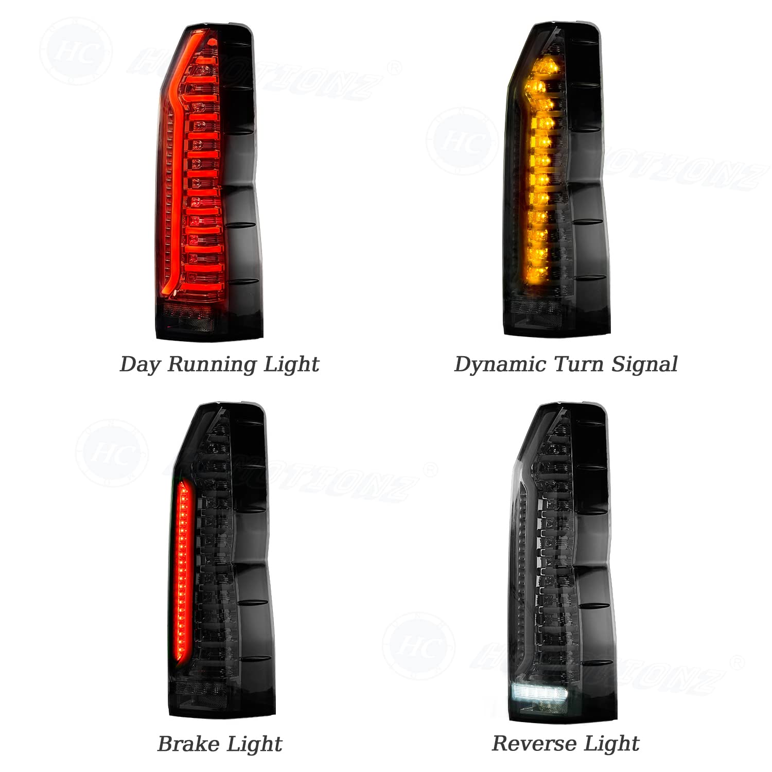 HCmotion LED Tail Lights for Toyota Hiace 6th Gen H300 2019-2023 - Smoked Rear Lamps with Dynamic DRL, Startup Animation & Sequential Turn Signals - Perfect for Night Driving and Enhanced Vehicle Style