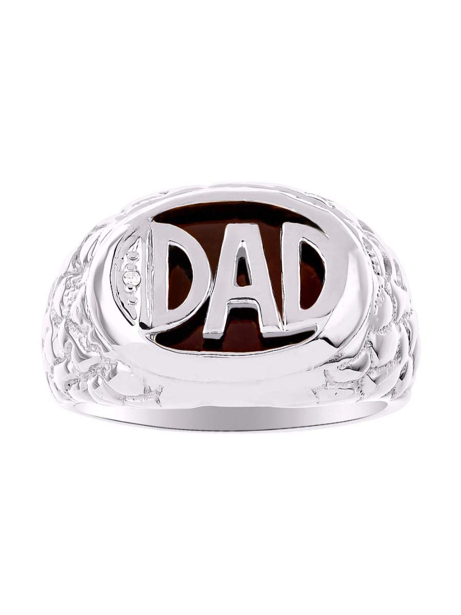 Men's Sterling Silver Ring with Diamonds & Black Onyx - Designer Dad Ring for Men | Sizes 8-13 | Perfect Gift for Father's Day, Anniversary & Special Occasions