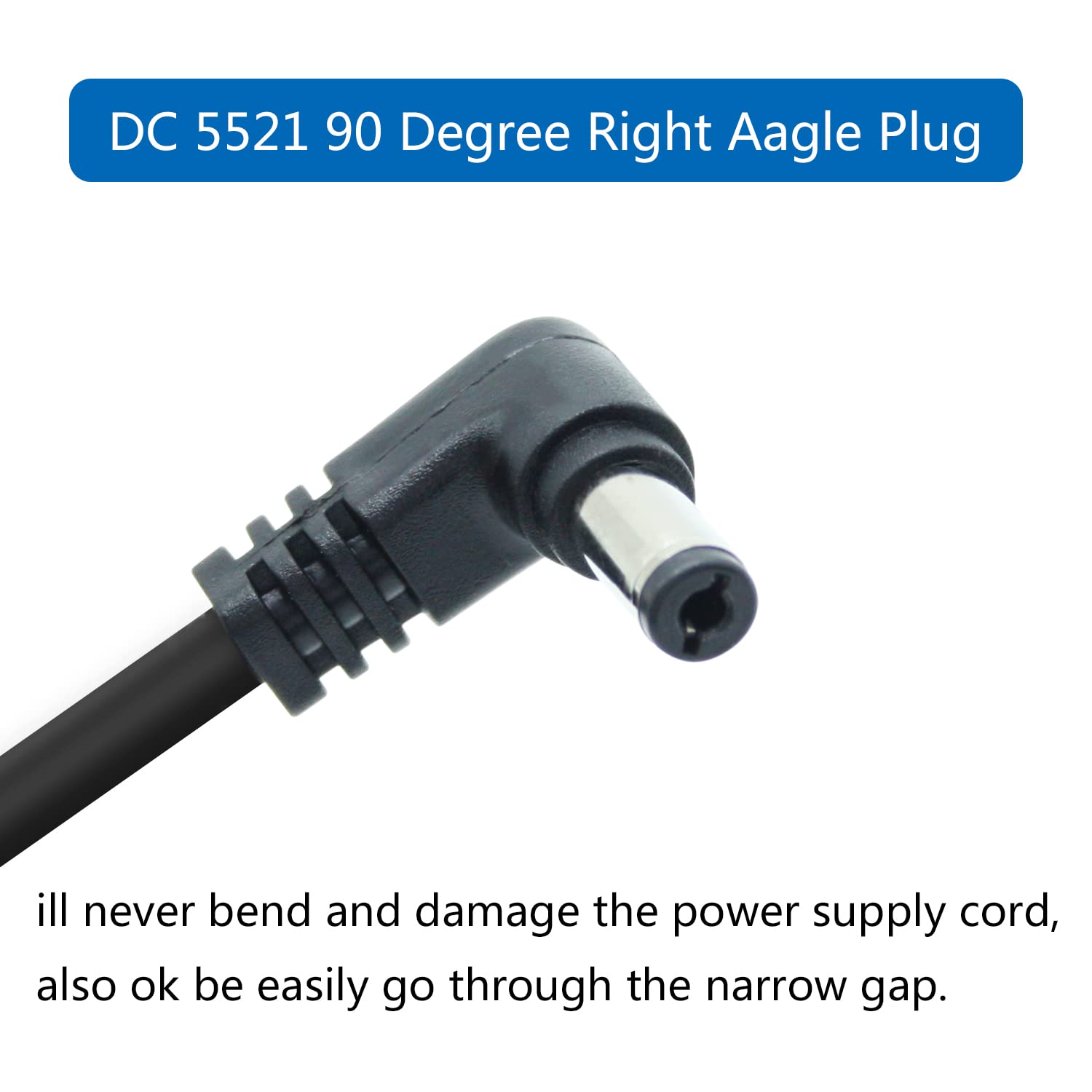 90 Degree DC 5.5mm x 2.1mm Male to Female Power Extension Cable (2 Pack) - 0.5m/1.65ft DC5521 Adapter for CCTV Cameras, Security Systems, IP Cameras & More - Perfect for Home Surveillance Setup & Electronic Device Power Connections