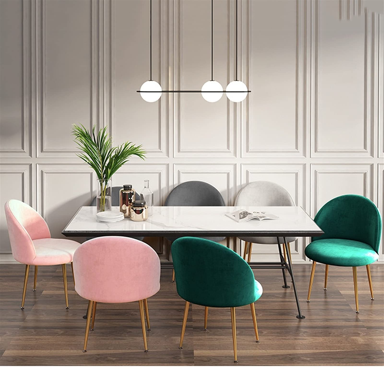 Modern Velvet Dining Chairs Set of 2 - Upholstered Kitchen & Living Room Accent Chairs with Metal Legs for Home Decor