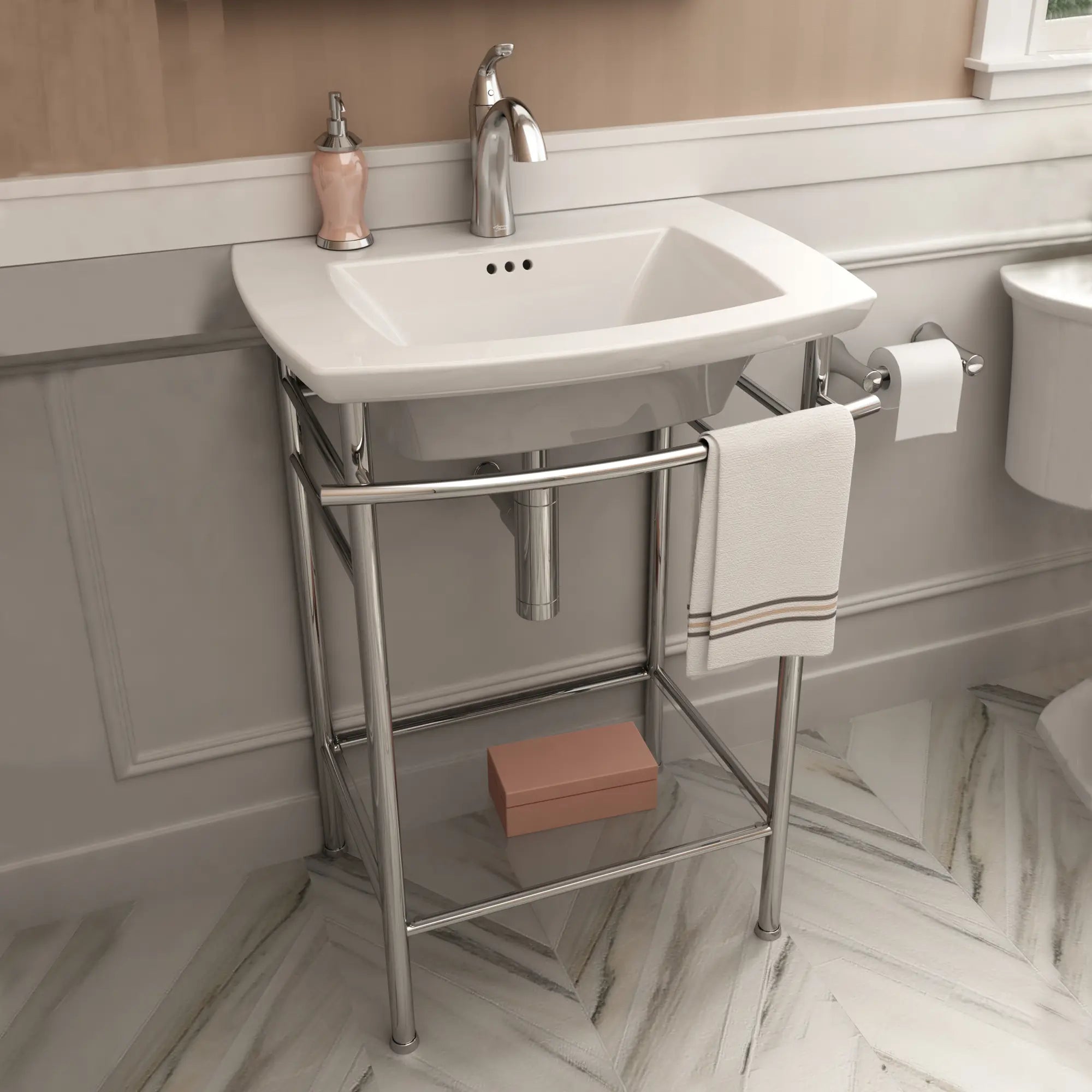 Edgemere Center Hole Only Pedestal Sink Top - White Ceramic Bathroom Sink for Vanity & Powder Room - Perfect for Modern & Traditional Home Decor