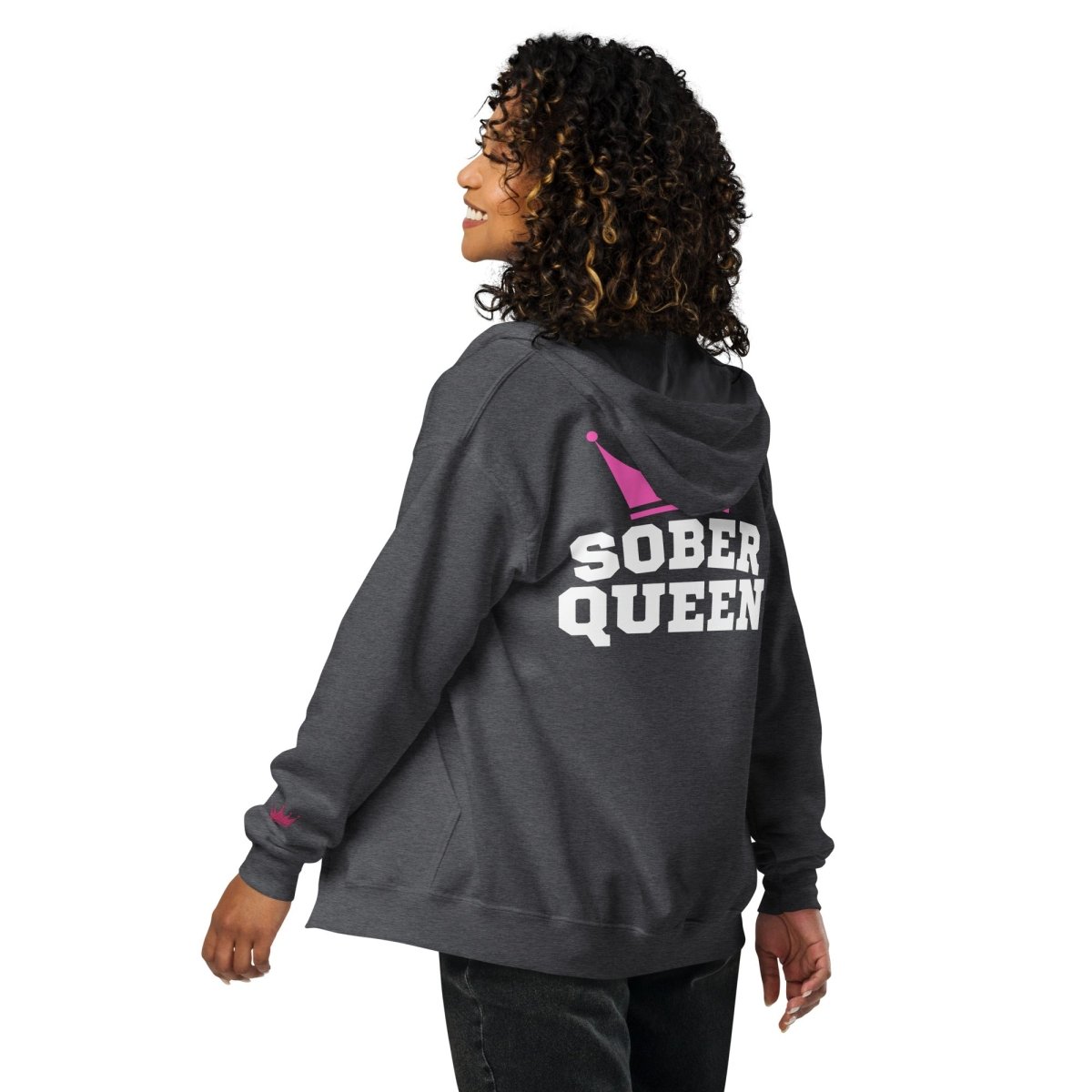 Sober Queen Unisex Heavy Blend Zip Hoodie - Comfortable & Stylish Pullover for Men & Women - Perfect for Casual Wear, Gym, and Outdoor Activities
