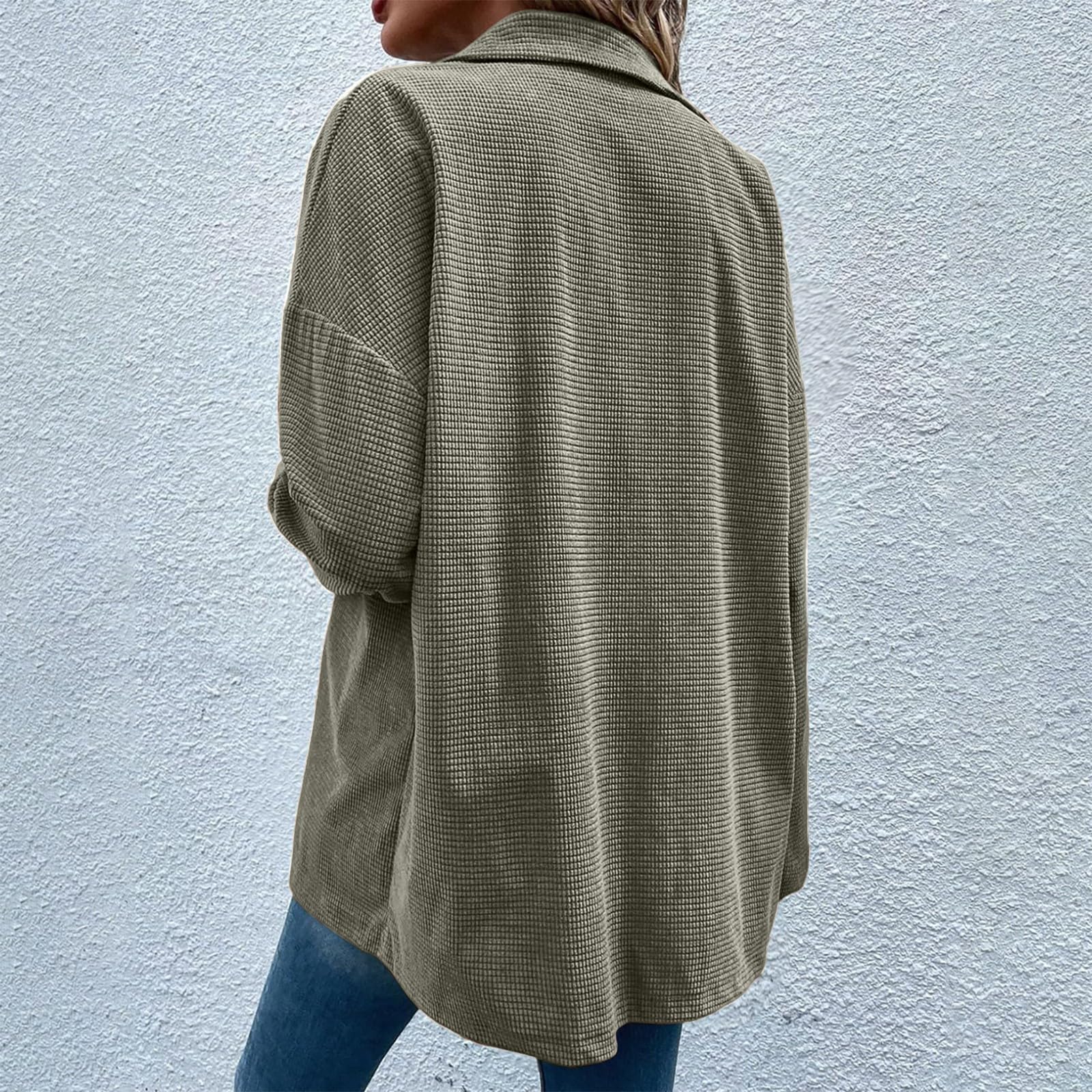 Trendy Oversized Waffle Knit Cardigan Shacket for Women - Long Sleeve Button Down Winter Coat | Perfect for Casual Outfits, Office Wear & Cozy Layering