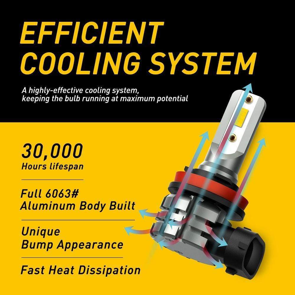 H11 H8 H9 H16 LED Fog Light Bulbs - 4000 Lumens Super Bright with CSP Chipsets - Golden Yellow DRL & Fog Light Replacement - Perfect for Off-Roading, Night Driving & Bad Weather Visibility