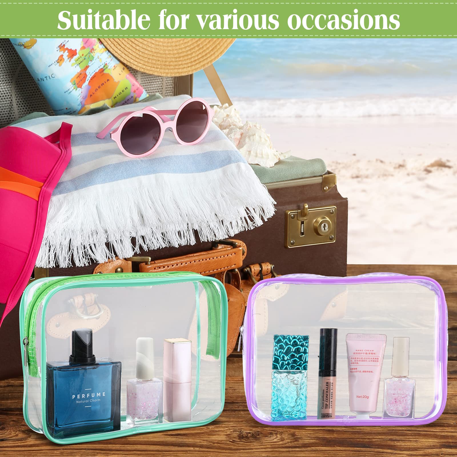 TSA Approved Clear Toiletry Bag 60 Pcs - Travel Cosmetic Organizer for Women & Men, Perfect for Vacation & Air Travel