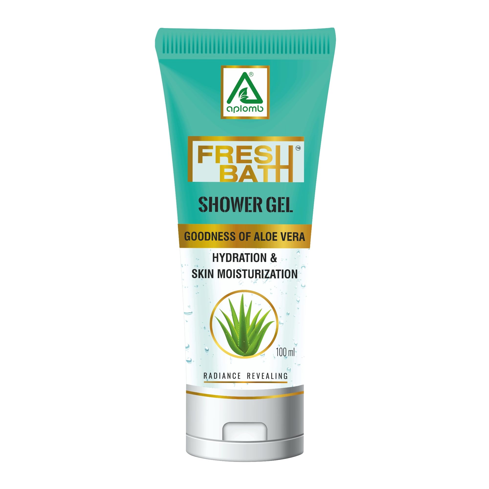 APLOMB Refreshing Bath & Shower Gel with Aloe Vera & Neem Extract - Hydrating & Moisturizing Body Wash for Dry Skin - Exfoliates Dead Skin Cells for Smoother, Brighter Complexion - 100ml Travel Size for Gym, Spa & Daily Shower Routine