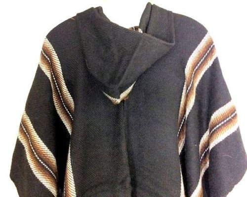 100% Baby Alpaca Wool Men's Fair Trade Poncho - Soft & Warm Winter Cloak Cape Jacket for Outdoor Hiking, Camping & Casual Wear