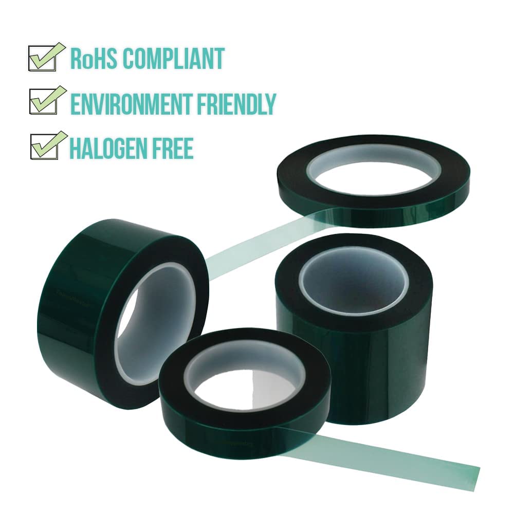 High Temperature Resistant Green Polyester Powder Coating Tape - 3 Rolls (1/4