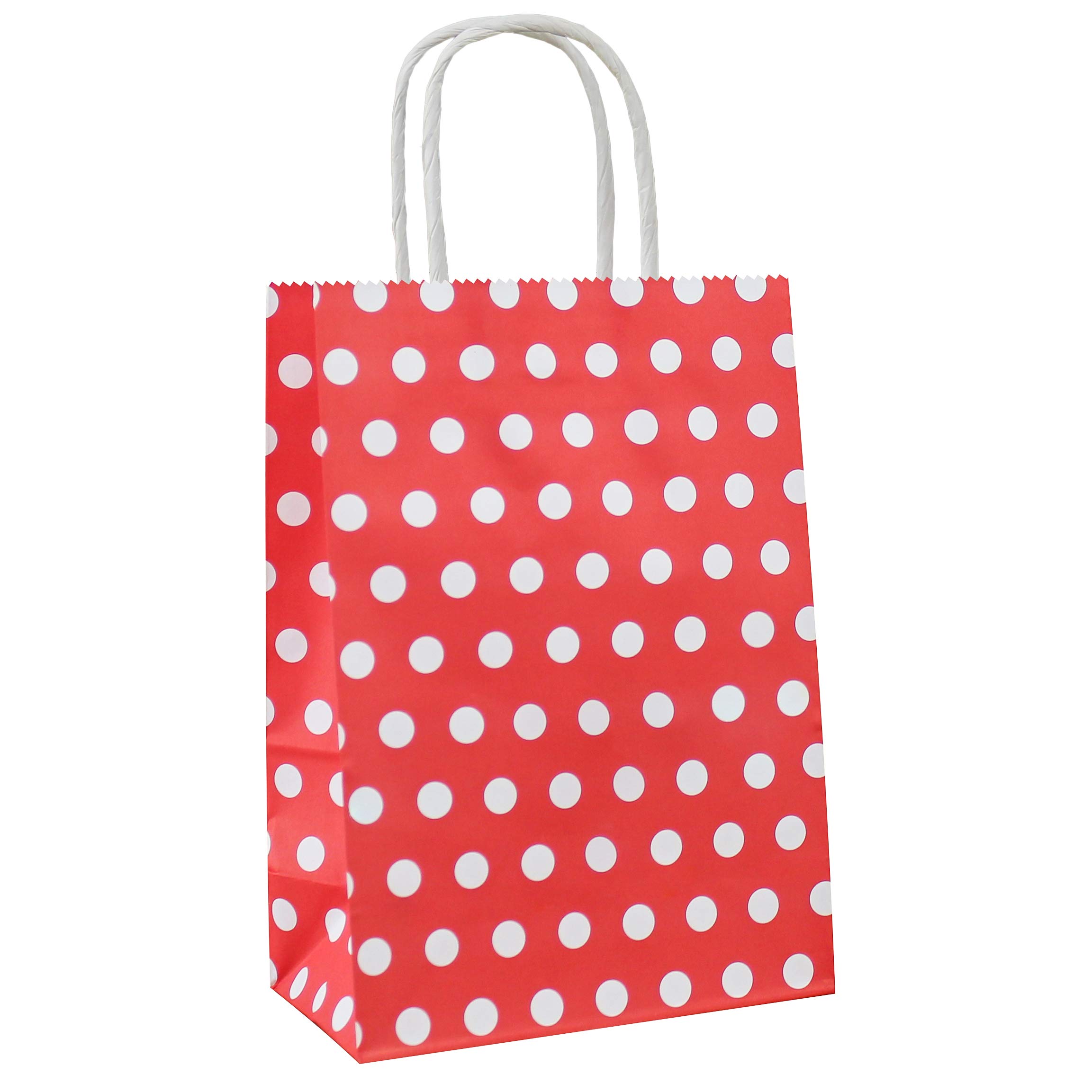 25 PCS Red Polka Dot Gift Bags with Handles - 8.2 x 6 x 3.1 Inch Party Favor Bags for Baby Showers, Birthday Parties, Weddings & Holiday Celebrations | Perfect for Candy, Treats & Small Gifts