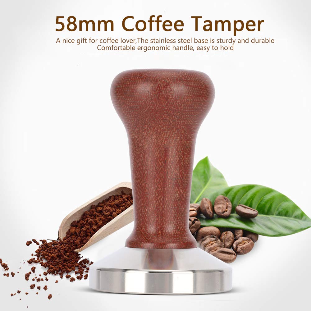 Premium 2.3 Inch Stainless Steel Coffee Tamper with Wood Handle - Professional Espresso Tamping Tool for Home Baristas, Coffee Shops & Office Use - Perfect for Espresso Machine Powder Pressing & Latte Art Preparation