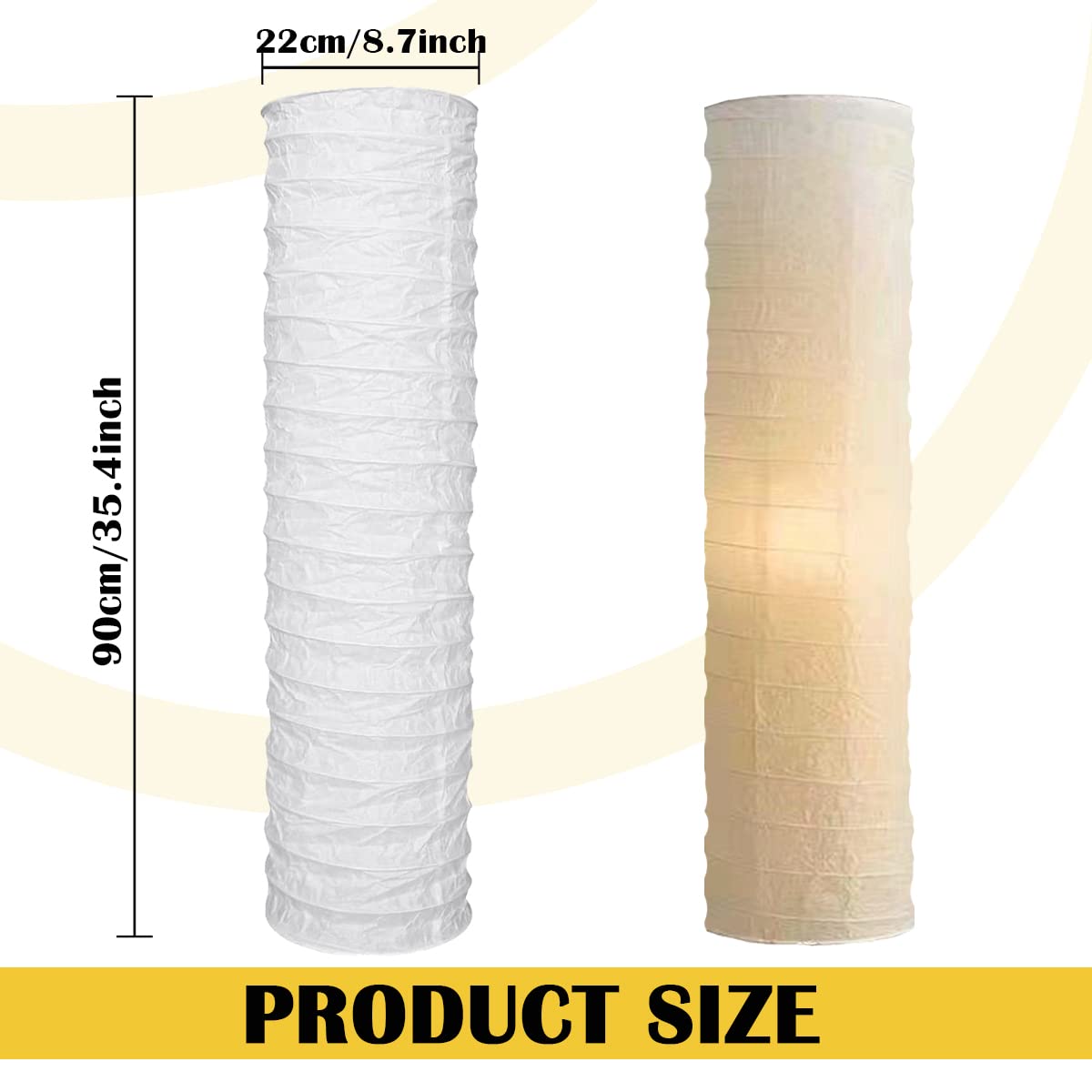 Rice Paper Floor Lamp Shade - Classic Modern Handmade Paper Lampshade Light Accessories with Bulb Cage Guard for Bedroom & Living Room | Soft Ambient Lighting for Cozy Home Decor