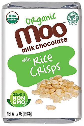 Organic Milk Chocolate Mini Bars with Rice Crisps 0.7oz (14 Count) - USDA Certified, Non-GMO, 100 Calorie Snack - Perfect for Travel, School Lunchboxes & Office Breaks - Healthy Chocolate Treat for Kids & Adults