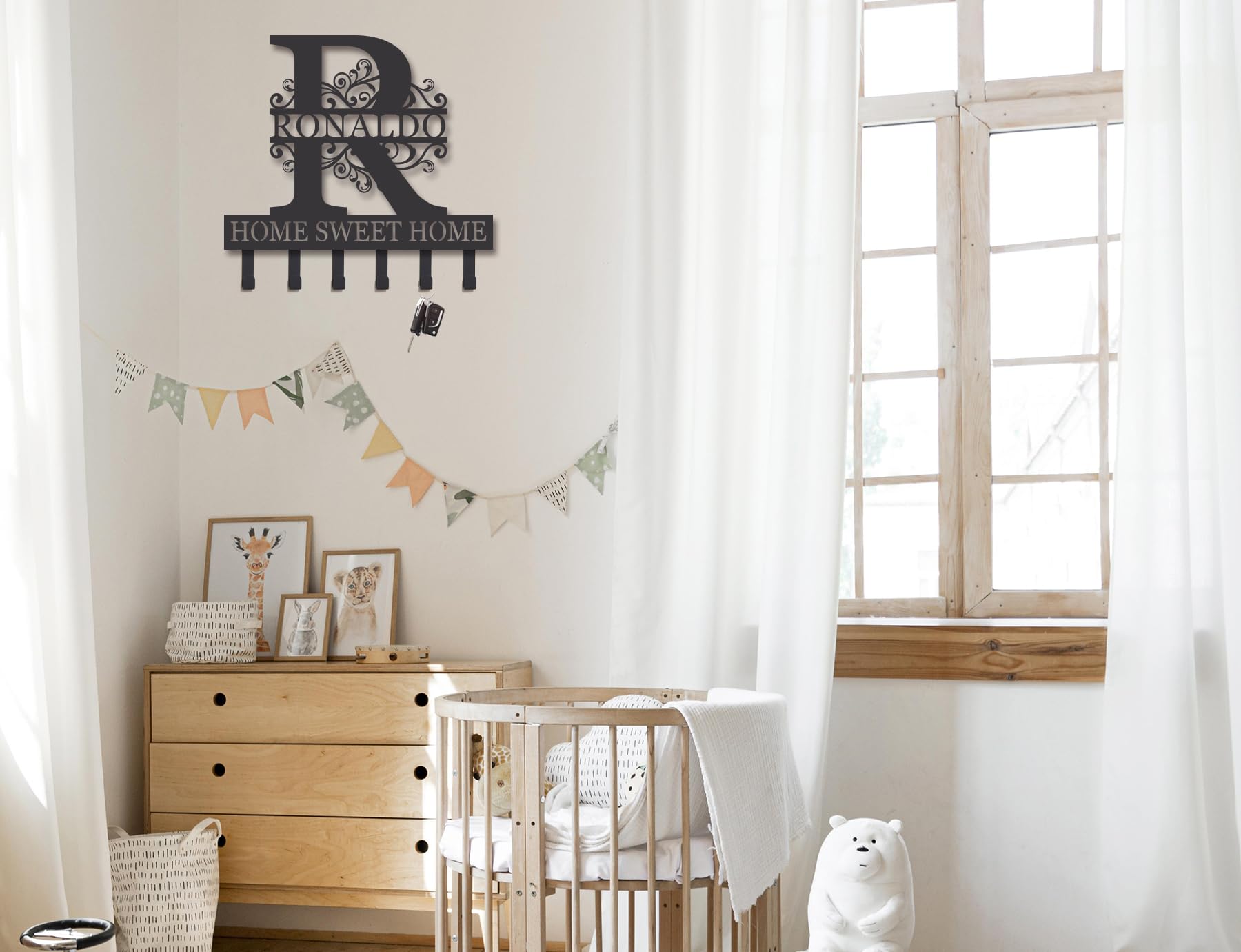 Personalized Wooden Wall Key Holder with Hooks - Rustic Coat Rack for Entryway - Custom Name Key Organizer for Home & Office (Perfect for Foyer, Mudroom, and Apartment Organization)
