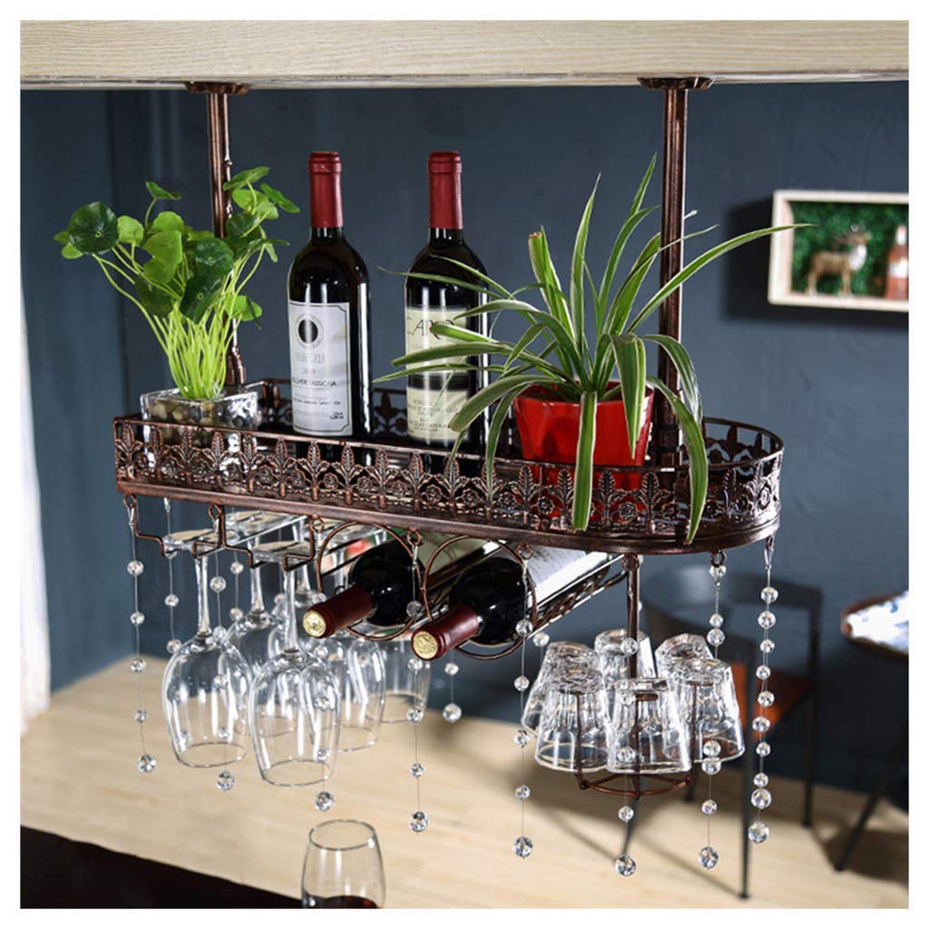 Adjustable Ceiling Mounted Metal Wine Rack - 100Cm Hanging Wine Bottle & Glass Holder for Bar, Restaurant, or Home Decor | Perfect for Kitchen, Dining Room & Wine Cellar Organization