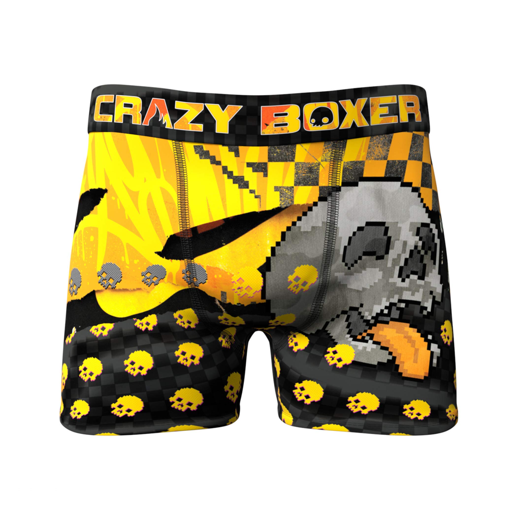 Crazy Boxers Skull Print Men's Underwear Boxer Briefs - Soft Breathable Cotton for Everyday Comfort & Gym Workout