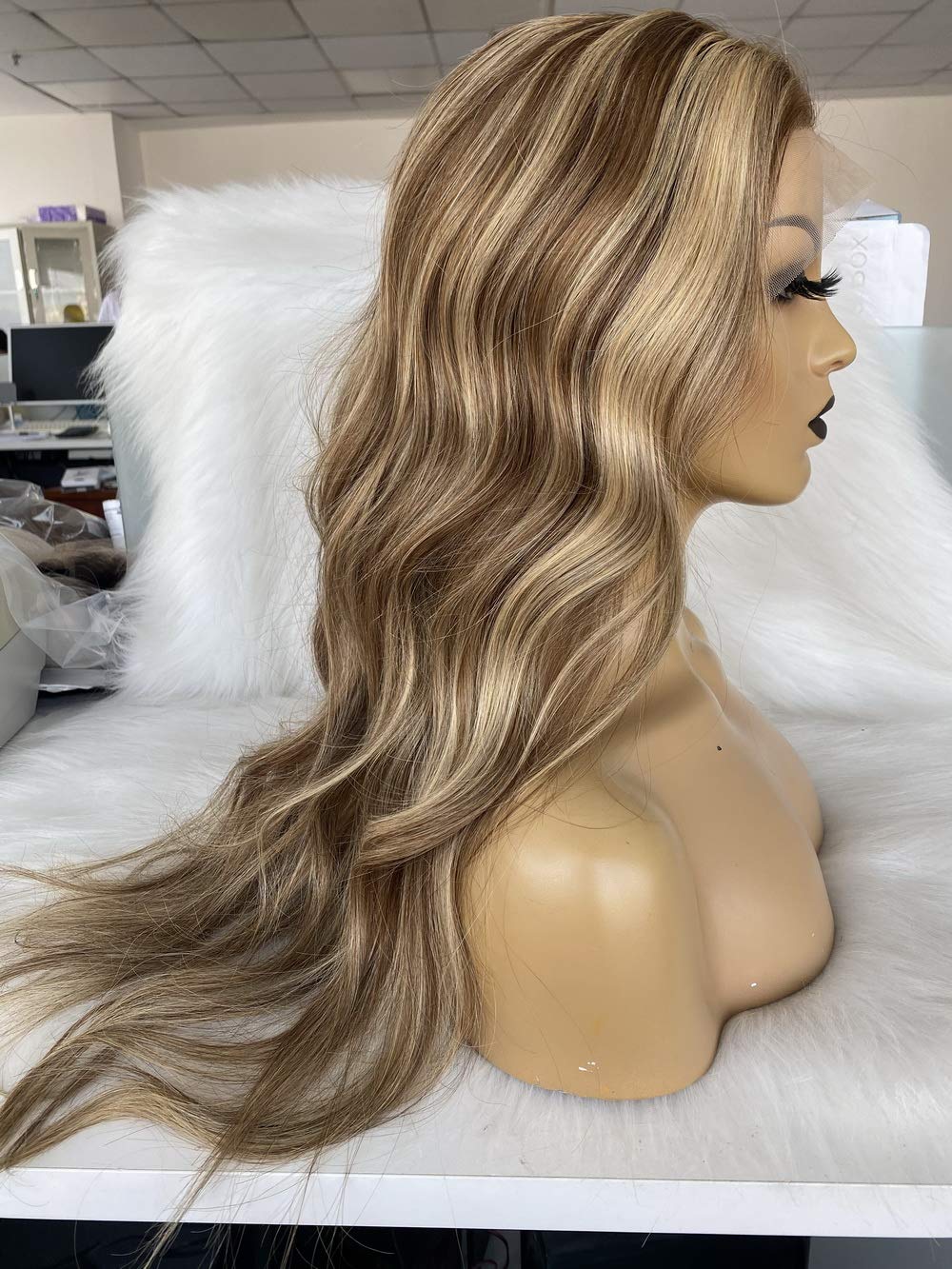 13×6 HD Lace Front Wig Human Hair - Highlight Blonde Brown Body Wave Wigs for Black Women | Pre Plucked Bleached Knots with Baby Hair | Brazilian Remy 24 Inches | Perfect for Daily Wear, Parties & Special Occasions