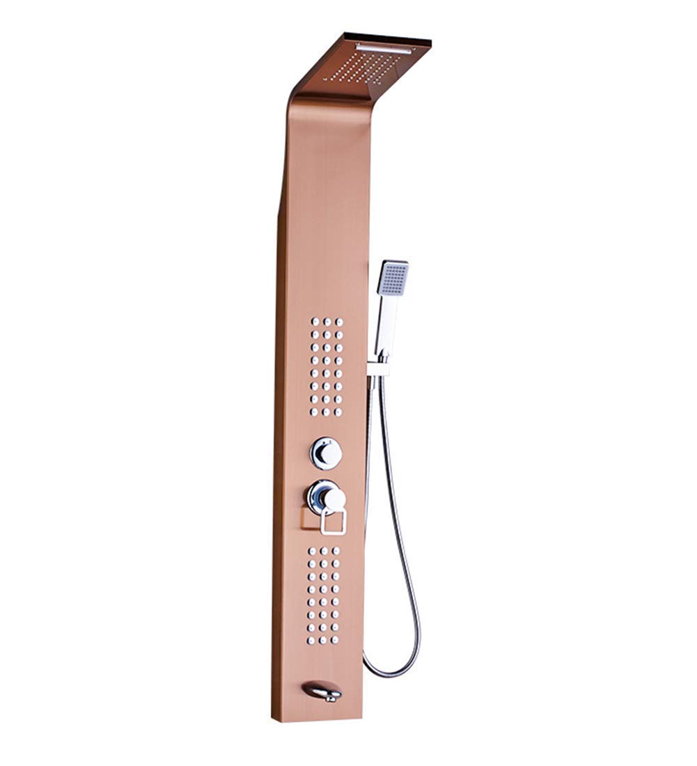 FMOGG Stainless Steel Multifunction Shower Panel Tower Set - Wall Mounted Shower Column with Handheld Showerhead, Body Jets & Adjustable Rod for Luxurious Spa Experience at Home