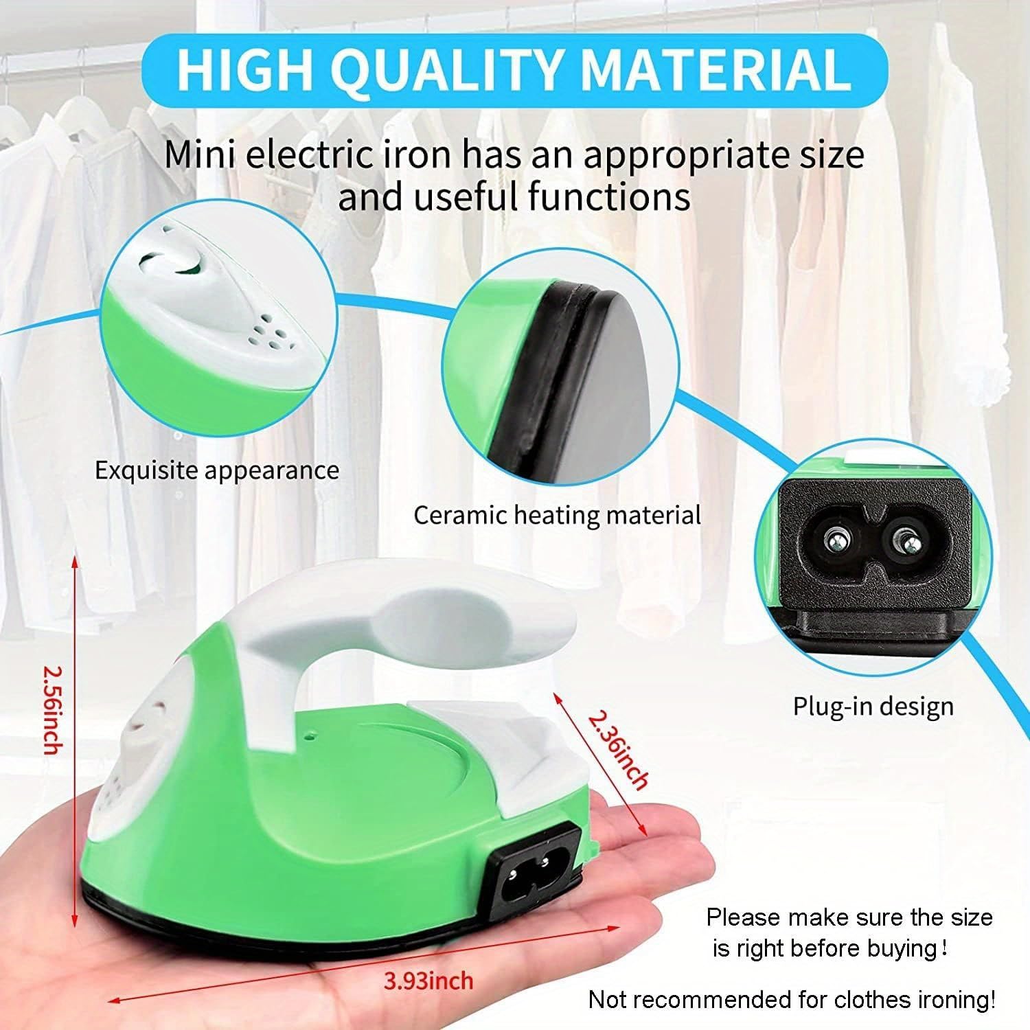 Portable Mini Heat Press Iron Machine for Clothes, Shoes, Bags & Hats - Electric Iron Press with Silicone Pad for Heat Transfer (Light Green) | Perfect for DIY Crafts, T-Shirt Printing & Small Fabric Projects