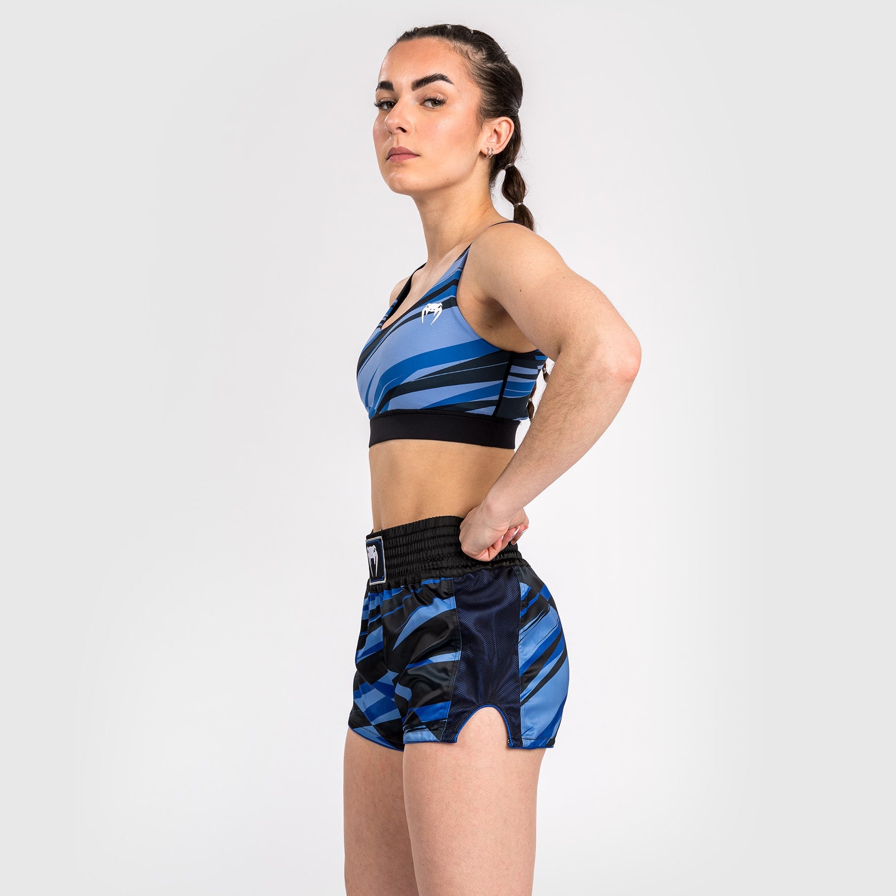 Venum Abyss Women’s Muay Thai Shorts - Shadow Blue - High Performance MMA & Kickboxing Training Shorts for Women - Perfect for Muay Thai, MMA, Kickboxing & Fitness Workouts
