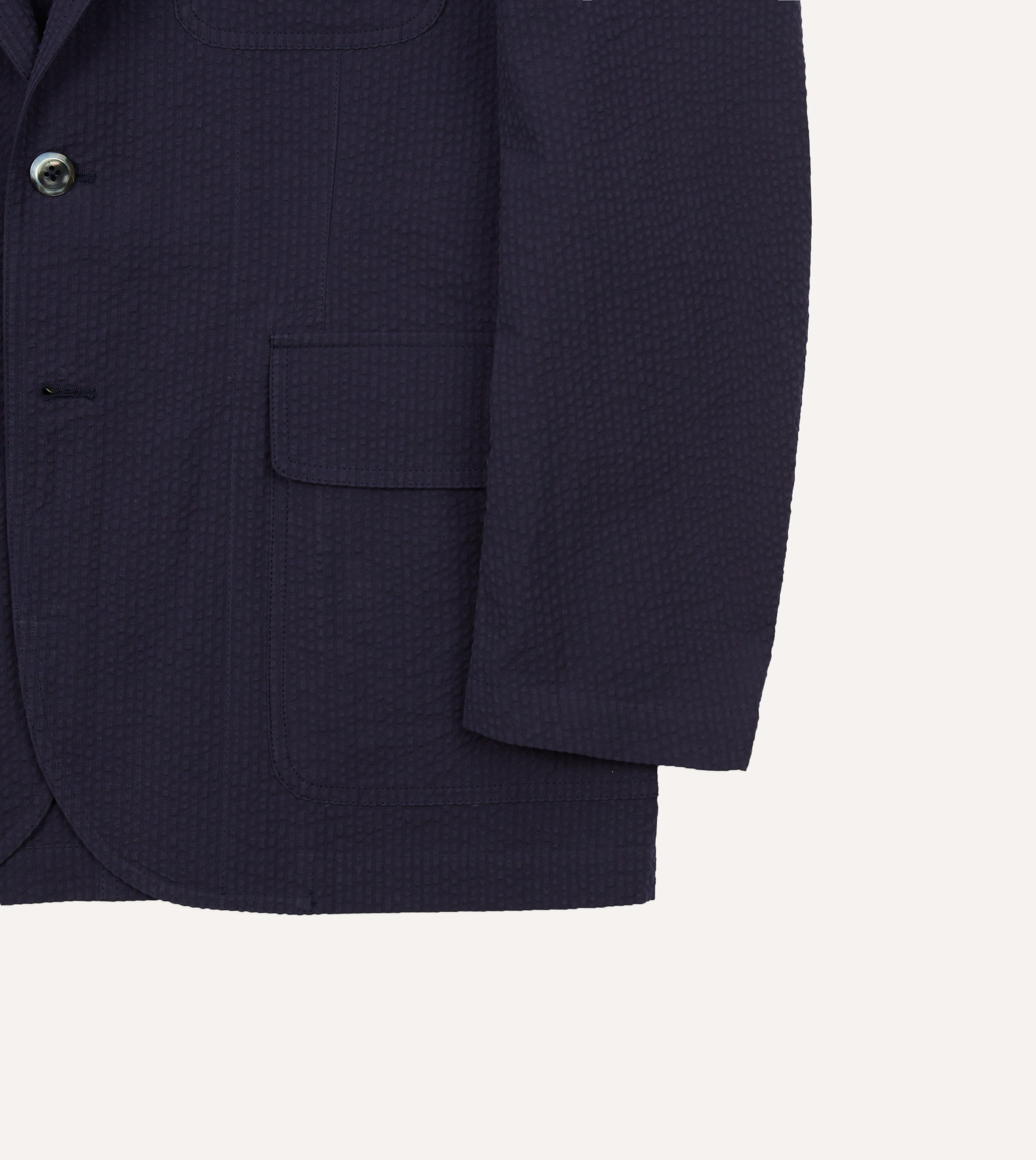 Navy Blue Seersucker Blazer for Men - Lightweight Summer Sports Coat - Perfect for Weddings, Parties & Outdoor Events