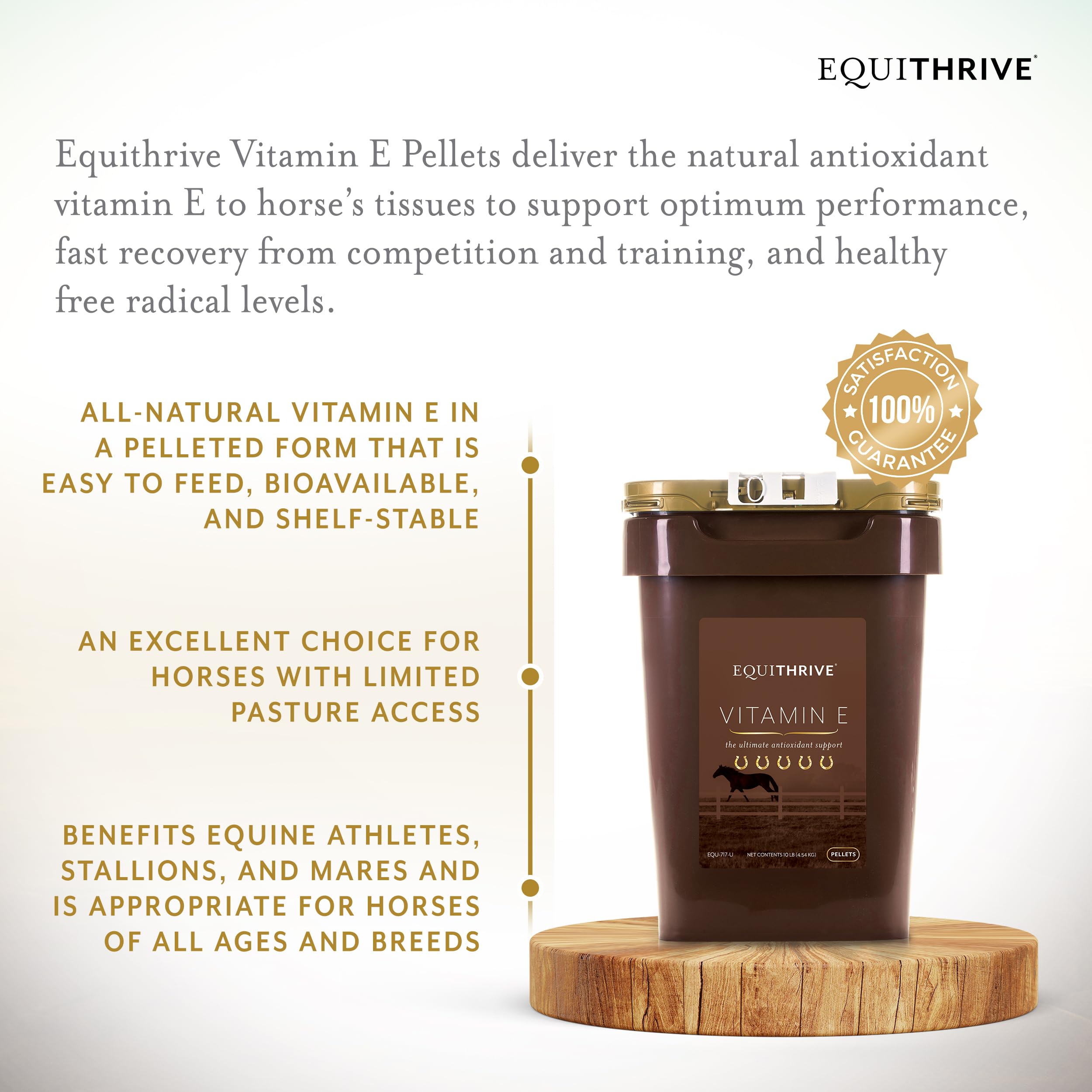 Equithrive Vitamin E Pellets for Horses with Omega 3 & Antioxidant Support - 10 lb Equine Supplement for Muscle Recovery & Immune Health | Perfect for Performance Horses & Senior Equine Care