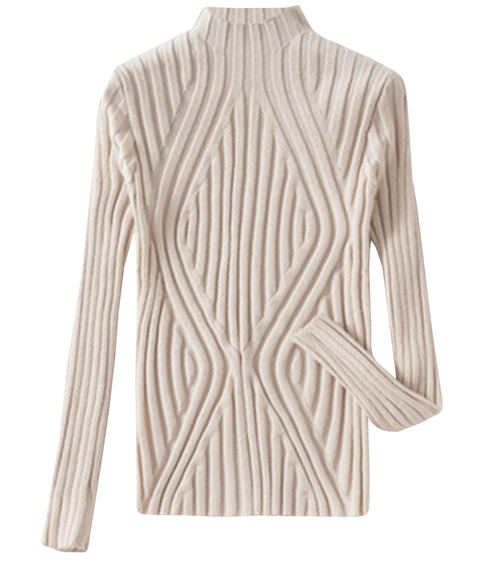 FYEARFOX Women's Mock Neck Ribbed Knit Sweater - Long Sleeve Bodycon Pullover Top for Fall & Winter | Casual Office Wear, Date Night Outfits, Layering Essentials