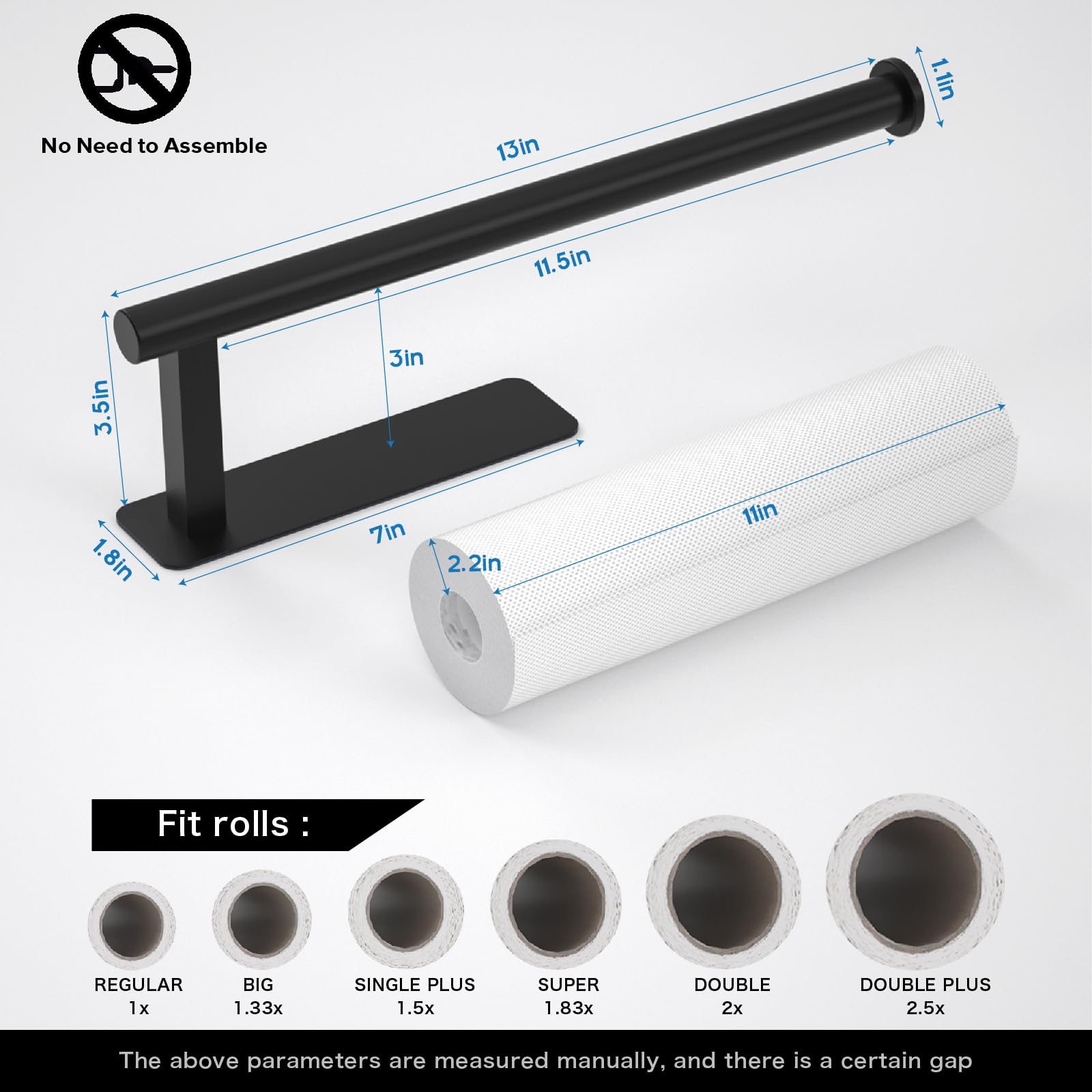 ASTOFLI Magnetic Towel Holder for Fridge & Wall - Black