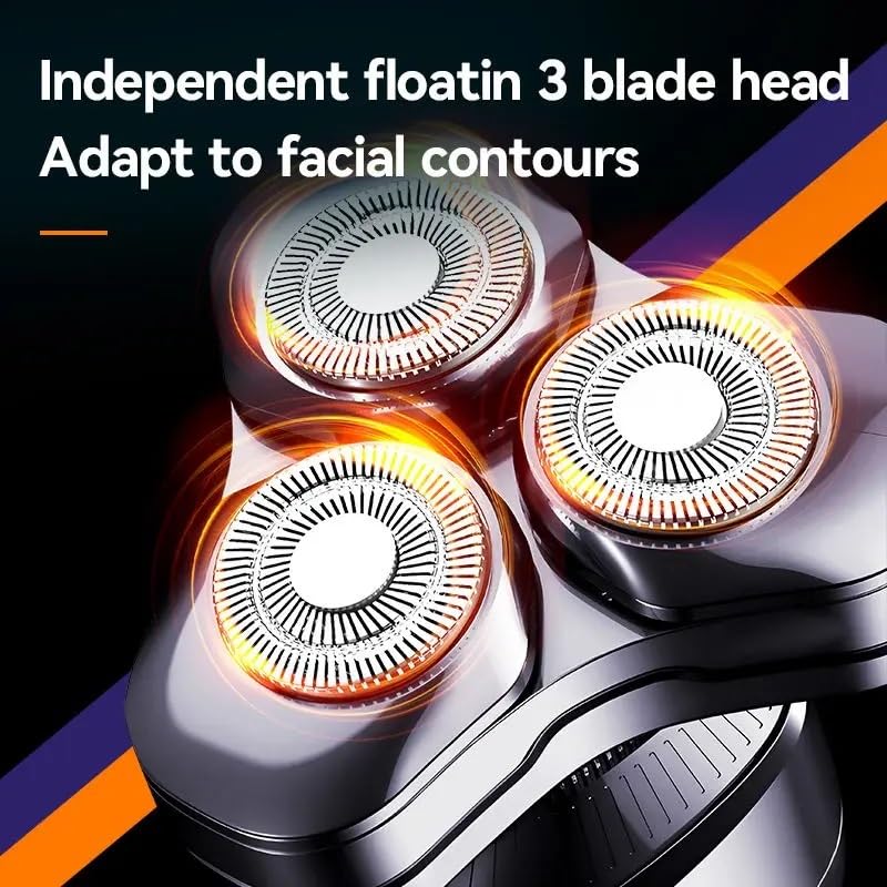 3D Electric Shaver for Bald Men - Rechargeable Wet/Dry Head & Beard Shaver with LCD Display - Perfect for Travel, Gym & Daily Grooming