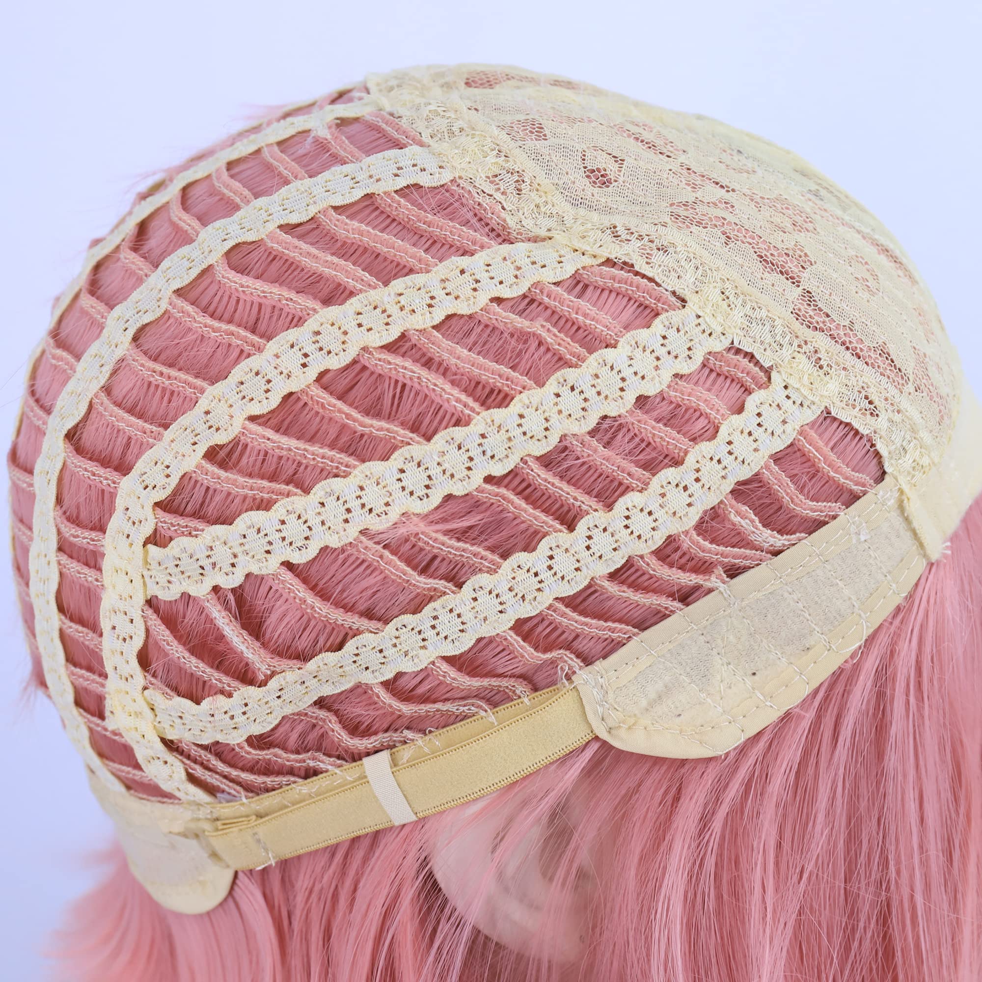 Short Straight Bob Pink Wig with Bangs for Women - Natural Synthetic Hair Wig for Daily Wear, Party, Halloween & Cosplay | Perfect for Costumes, Themed Events & Everyday Fashion