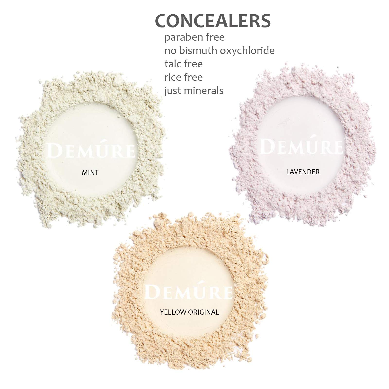Demure Mineral Makeup - Lavender Mineral Concealer for Dark Circles Under Eyes | Pure Crushed Mineral Loose Powder (2g) | Natural Under Eye Treatment for Brightening & Coverage | Perfect for Daily Makeup & Professional Use
