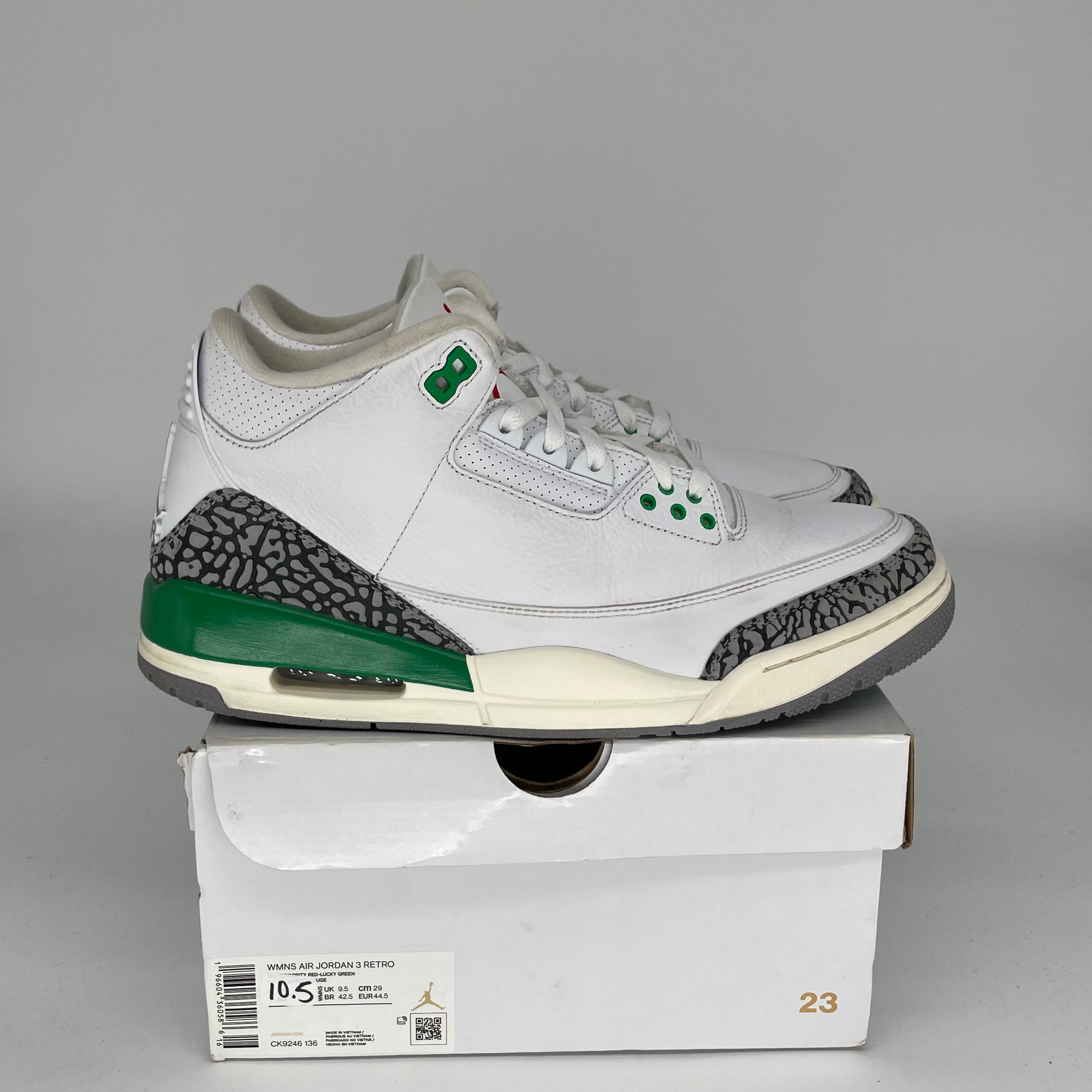 AIR JORDAN 3 LUCKY GREEN Basketball Shoes - Women's Size 10.5/12W (CK9246-136) - Retro Style Sneakers for Casual Wear & Street Fashion