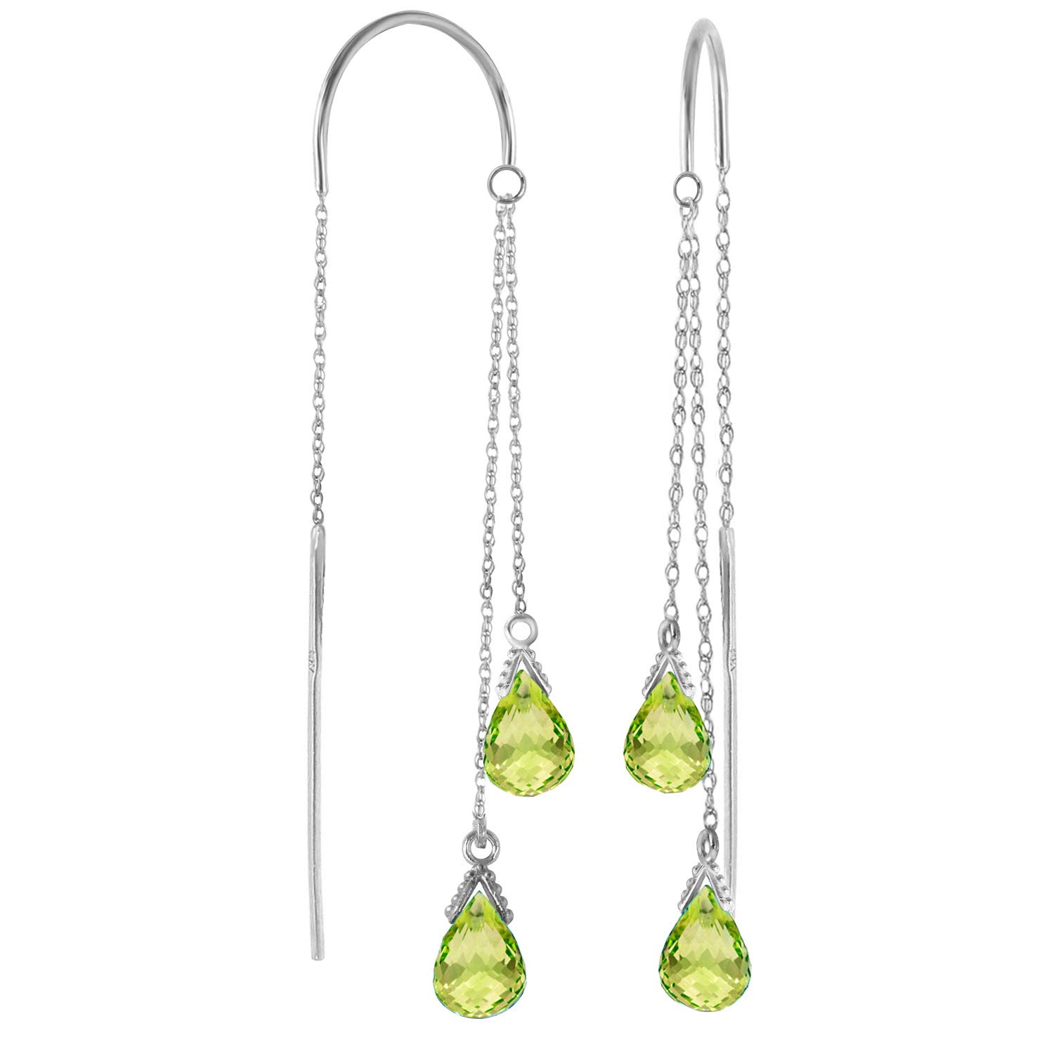 14K White Gold Peridot Threaded Earrings by Galaxy Gold GG | Elegant Dainty Jewelry for Women, Perfect for Weddings, Parties & Everyday Wear