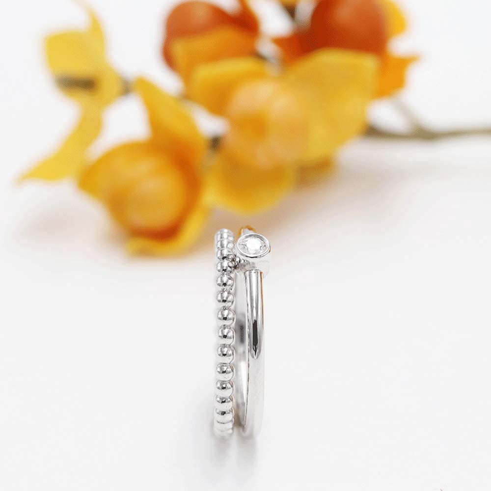 14K Gold Bezel Diamond Ring - 0.11 CT Diamond Engagement Ring in Yellow, White & Rose Gold - Promise Ring, Stacking Band for Layered Jewelry Styles - Perfect for Weddings, Anniversaries & Special Occasions