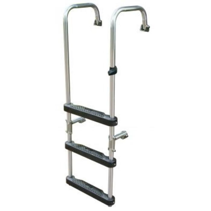 JIF Marine ESI 3 Step Transom Ladder for Boats - Stainless Steel Boat Ladder with Non-Slip Steps - Perfect for Swimming, Diving, and Easy Water Access