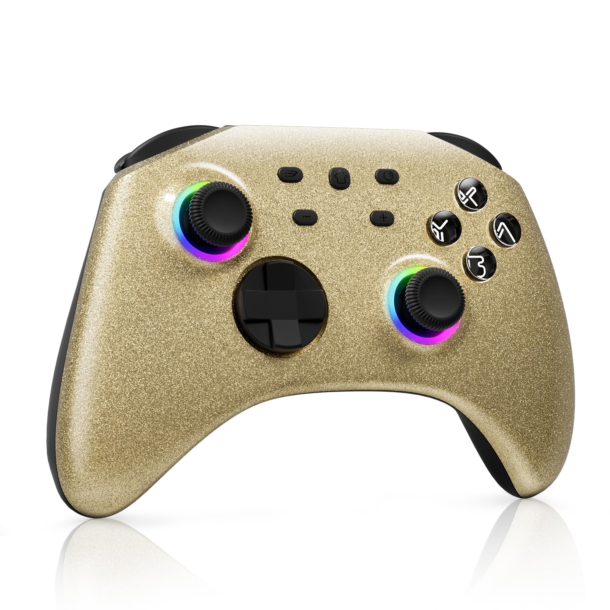 Mytrix Gold Wireless Pro Controller for Nintendo Switch/Switch Lite/Switch OLED - RGB Joystick Gamepad Compatible with PC/Android/iOS/Steam/Steam Deck - Multi-Platform Gaming Controller for Home Entertainment & Travel Gaming