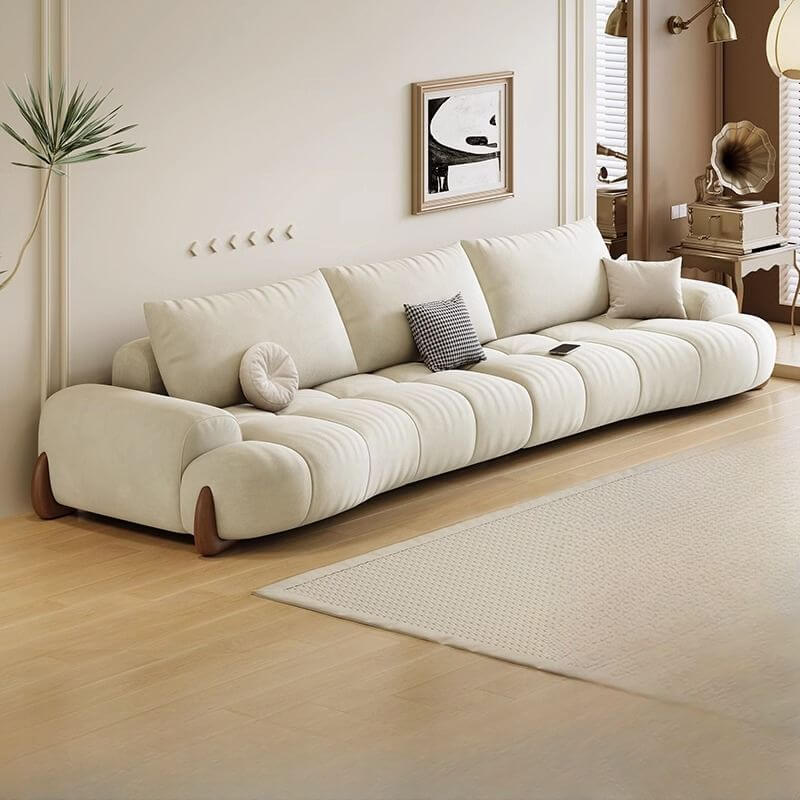 Trendy Water-Resistant Standard/Single Sofa for Living Room - White with Pillow Back, 7/2/1 Seater, Recessed Arm - Perfect for Modern Home, Office Lounge & Cozy Living Spaces